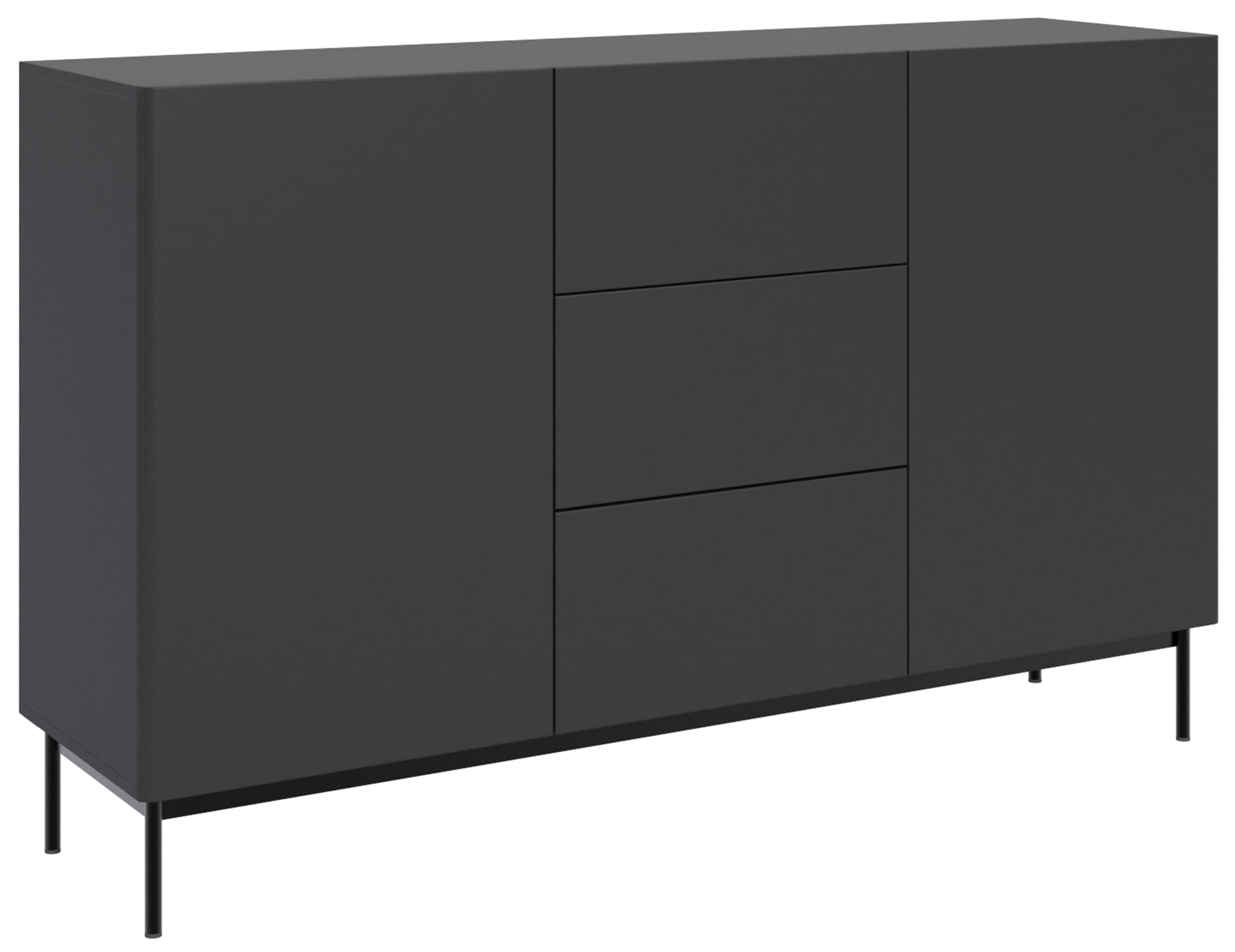 selsey-olio-zweit-rige-kommode-mit-3-schubladen-160-cm-schwarz image 1