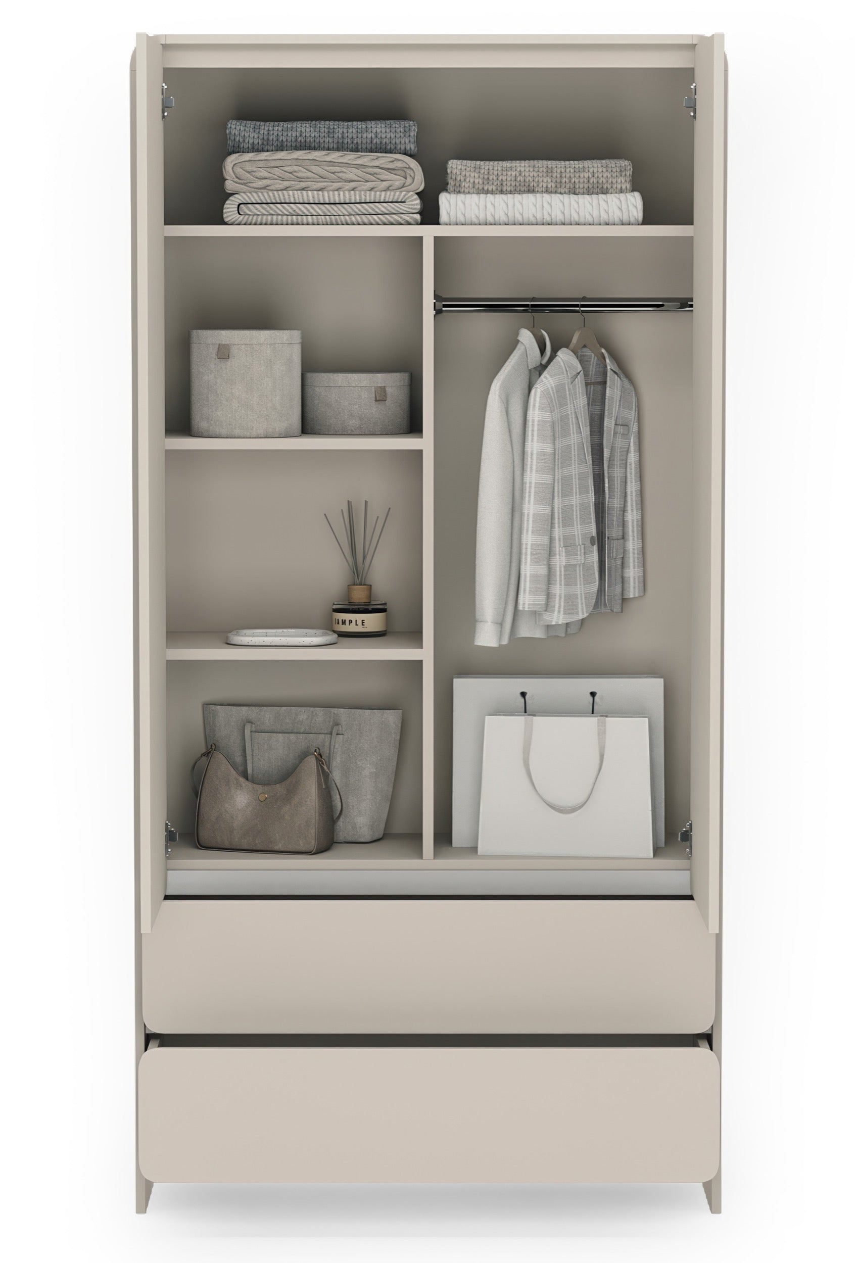 selsey-lummo-zweifl-geliger-kleiderschrank-mit-zwei-schubladen-100-cm-kaschmir image 7