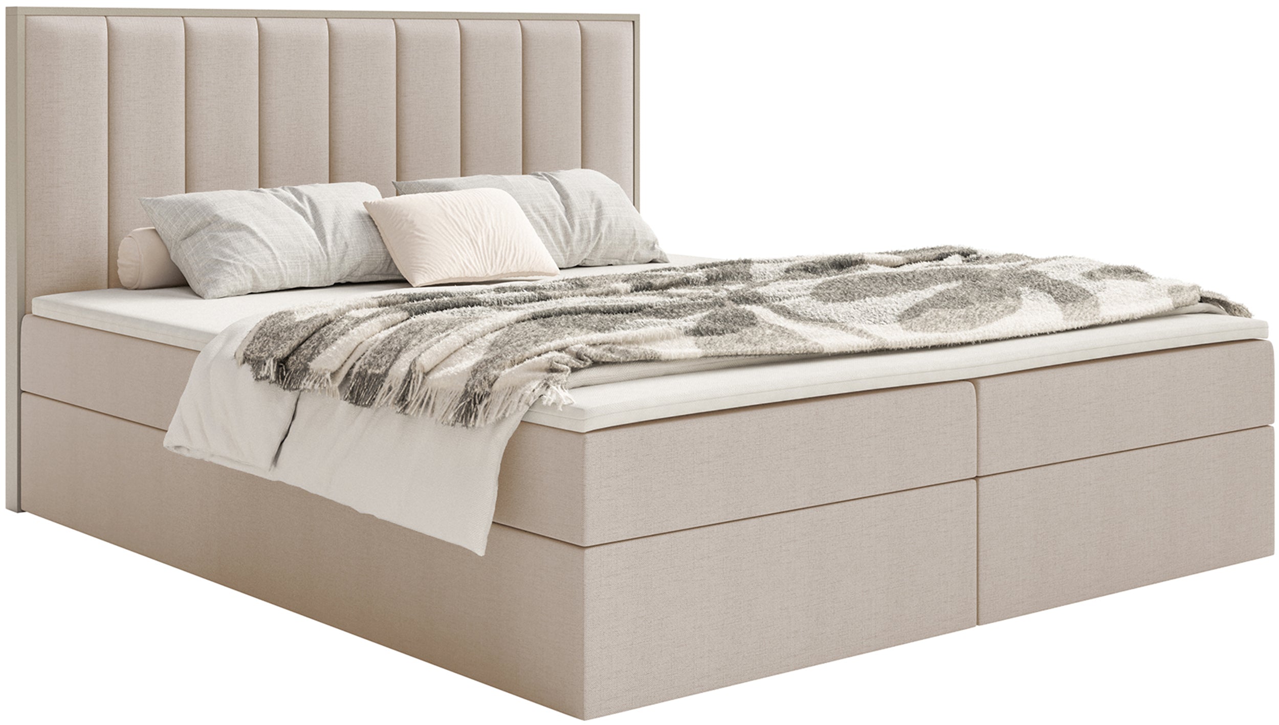 selsey-togents-kontinentalbett-140x200-cm-mit-stauraum-und-topper-beige-chenille image 1