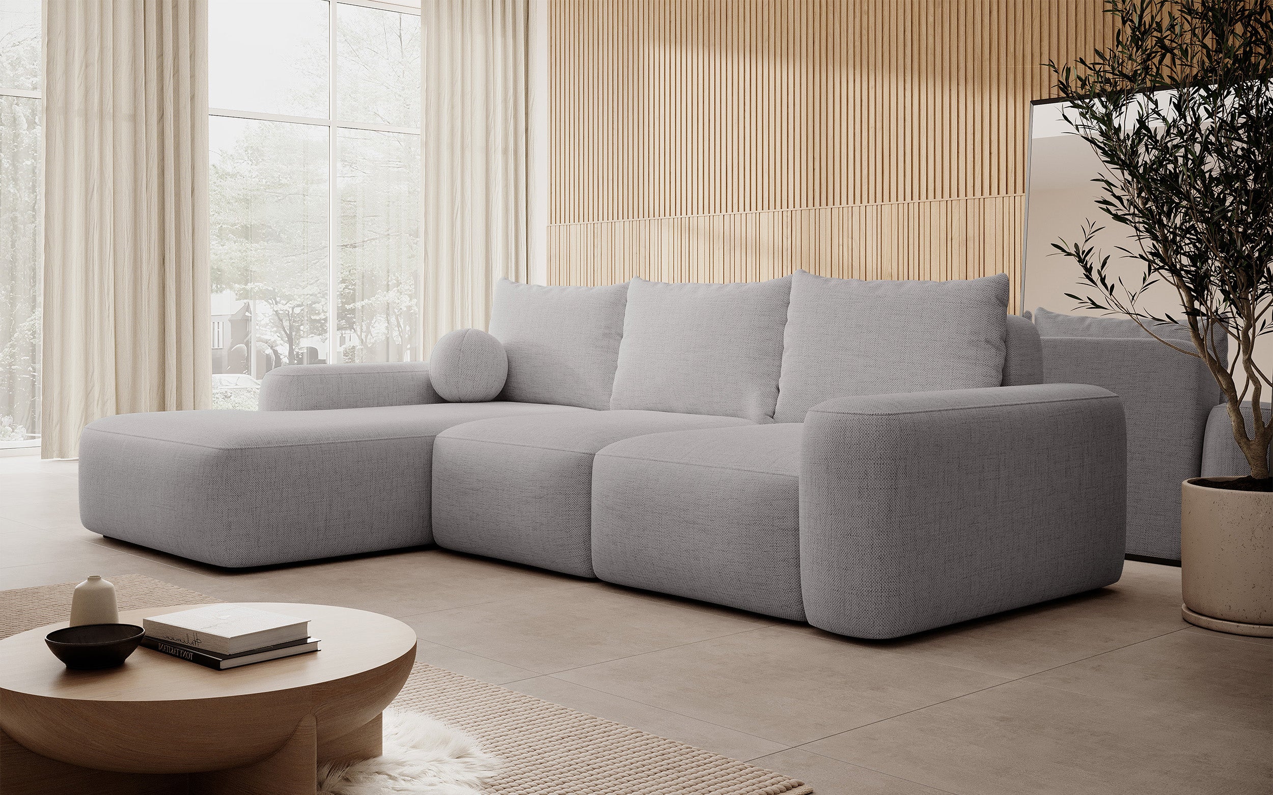 selsey-carnos-ecksofa-mit-schlaffunktion-l-links-grauer-chenille-ball-kissen image 2