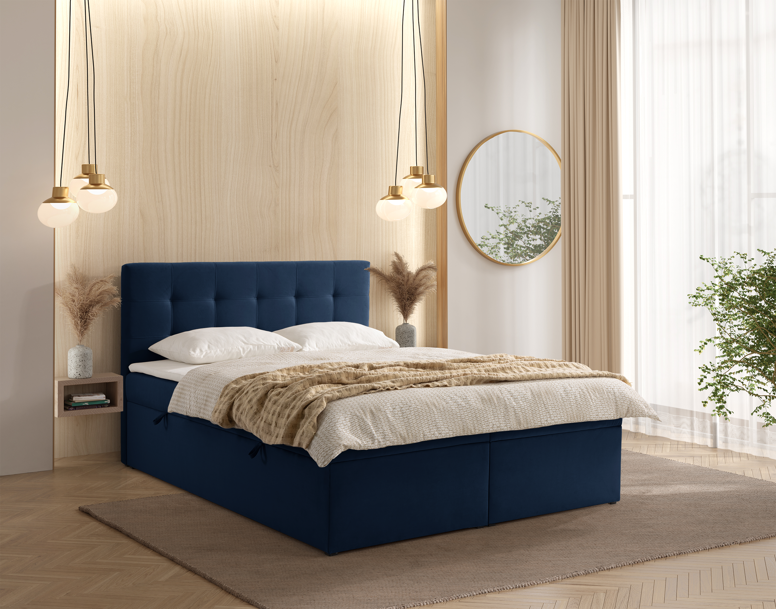 selsey-ronneo-kontinentales-bett-180x200-cm-mit-stauraum-und-topper-dunkelblauer image 2