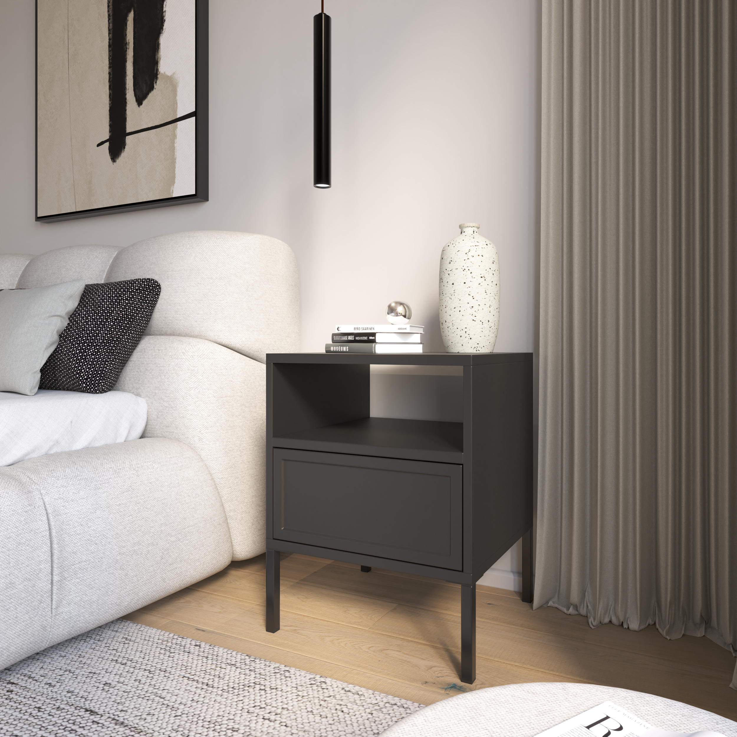selsey-velveto-nachttisch-45-cm-schwarz-mit-schublade-und-fach image 4
