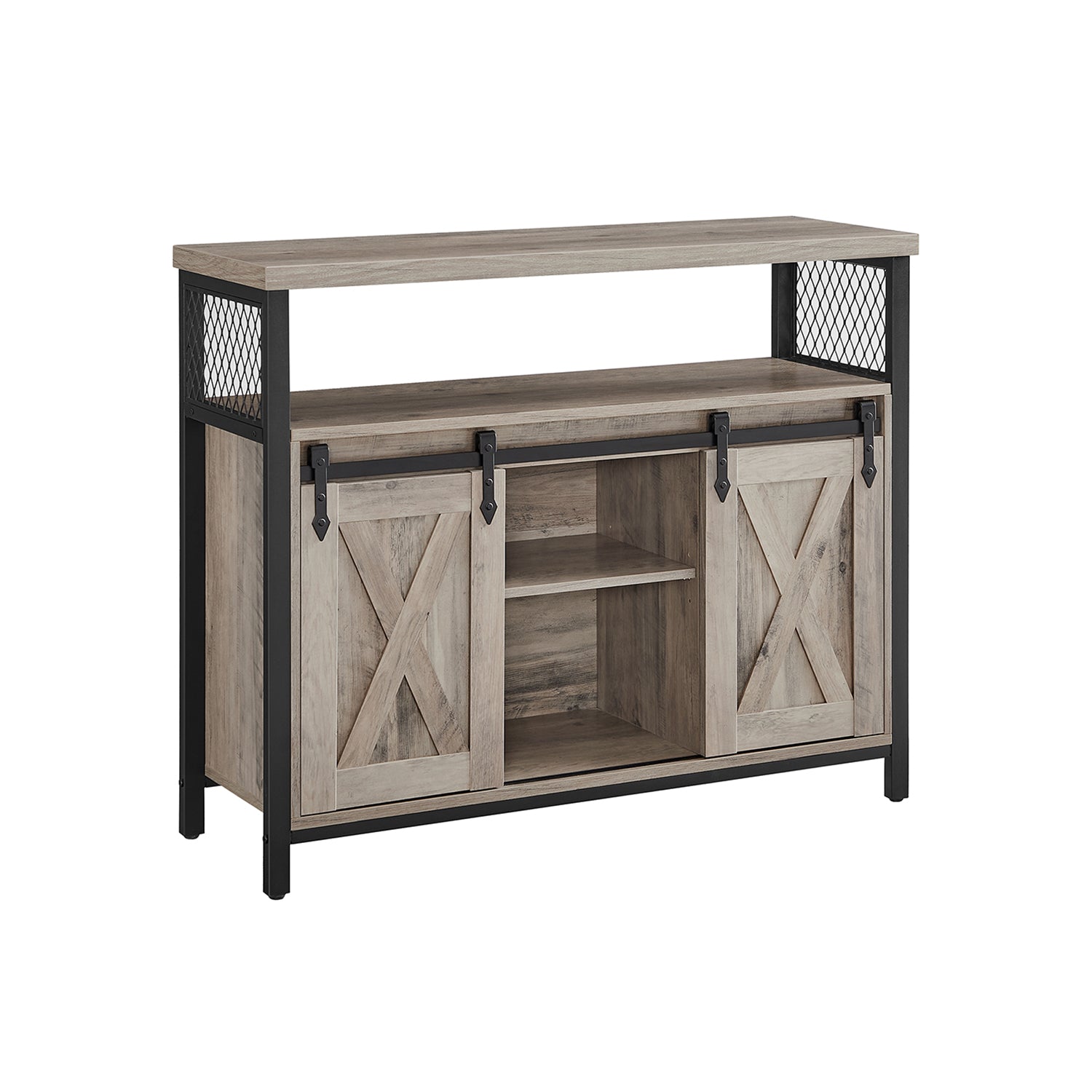 vasagle-sideboard-mit-2-schiebet-ren-sideboard-vintagebraun-schwarz-mit-stahlges image 4