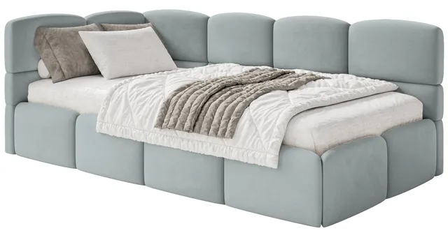 selsey-cloudy-jugendbett-90x200-cm-links-grauer-velours-mit-matratze-und-staurau image 1
