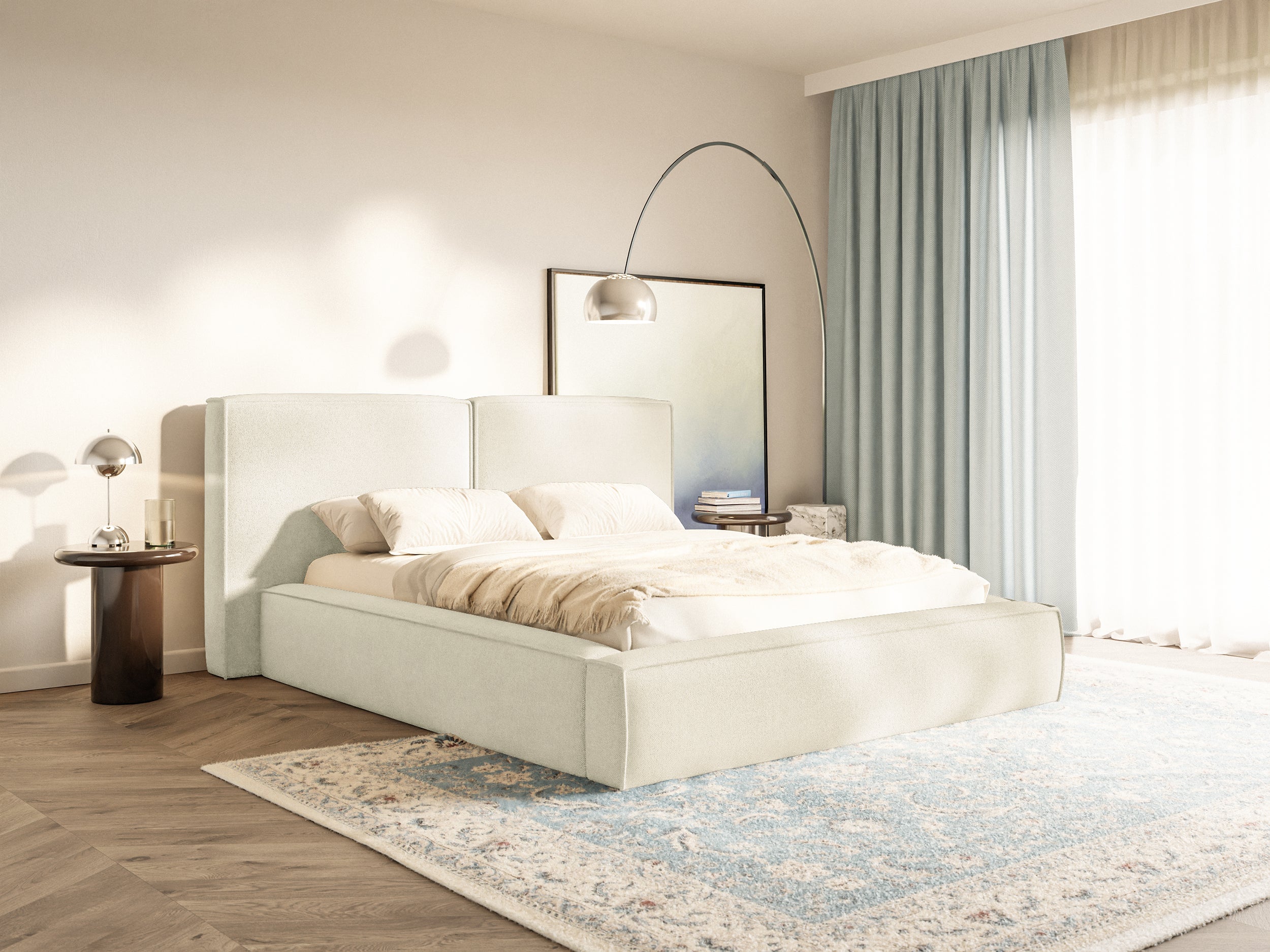 selsey-tilves-polsterbett-140x200-cm-creme-chenille-stauraum-metalllattenrost image 2