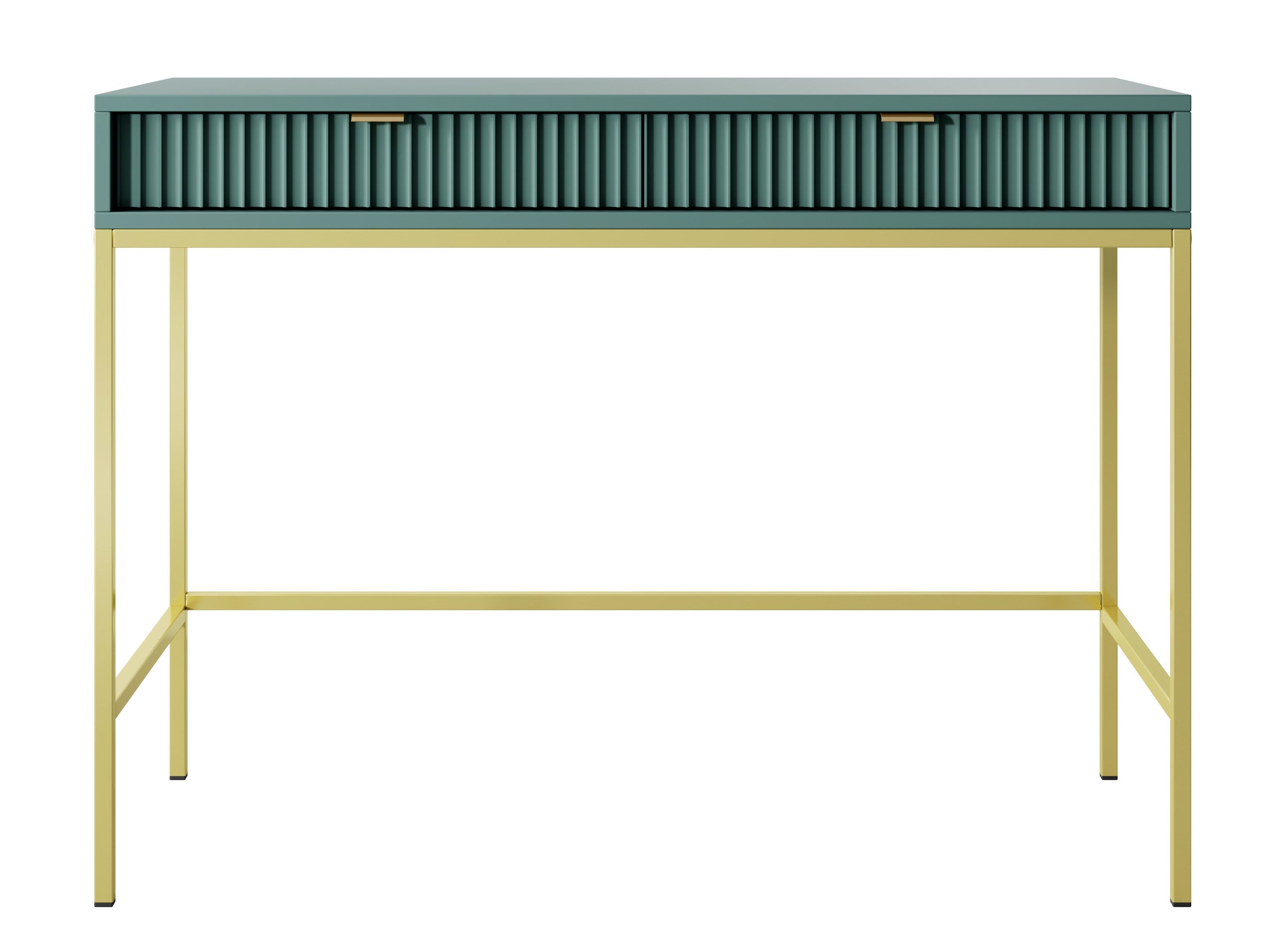 selsey-vellore-schminktisch-104-cm-gr-n-geriffelte-fronten-goldene-griffe image 3