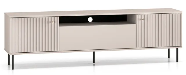 selsey-caletto-zweit-rige-tv-kommode-180-cm-mit-klappe-regal-lamellen-kaschmir image 1