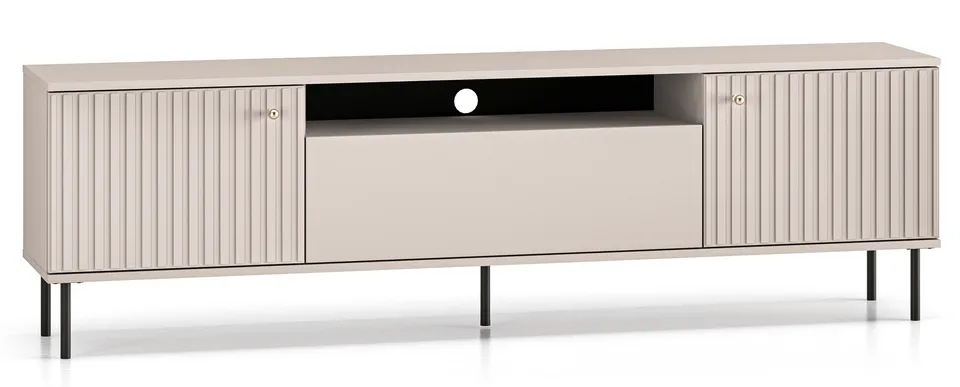 selsey-caletto-zweit-rige-tv-kommode-180-cm-mit-klappe-regal-lamellen-kaschmir image 1