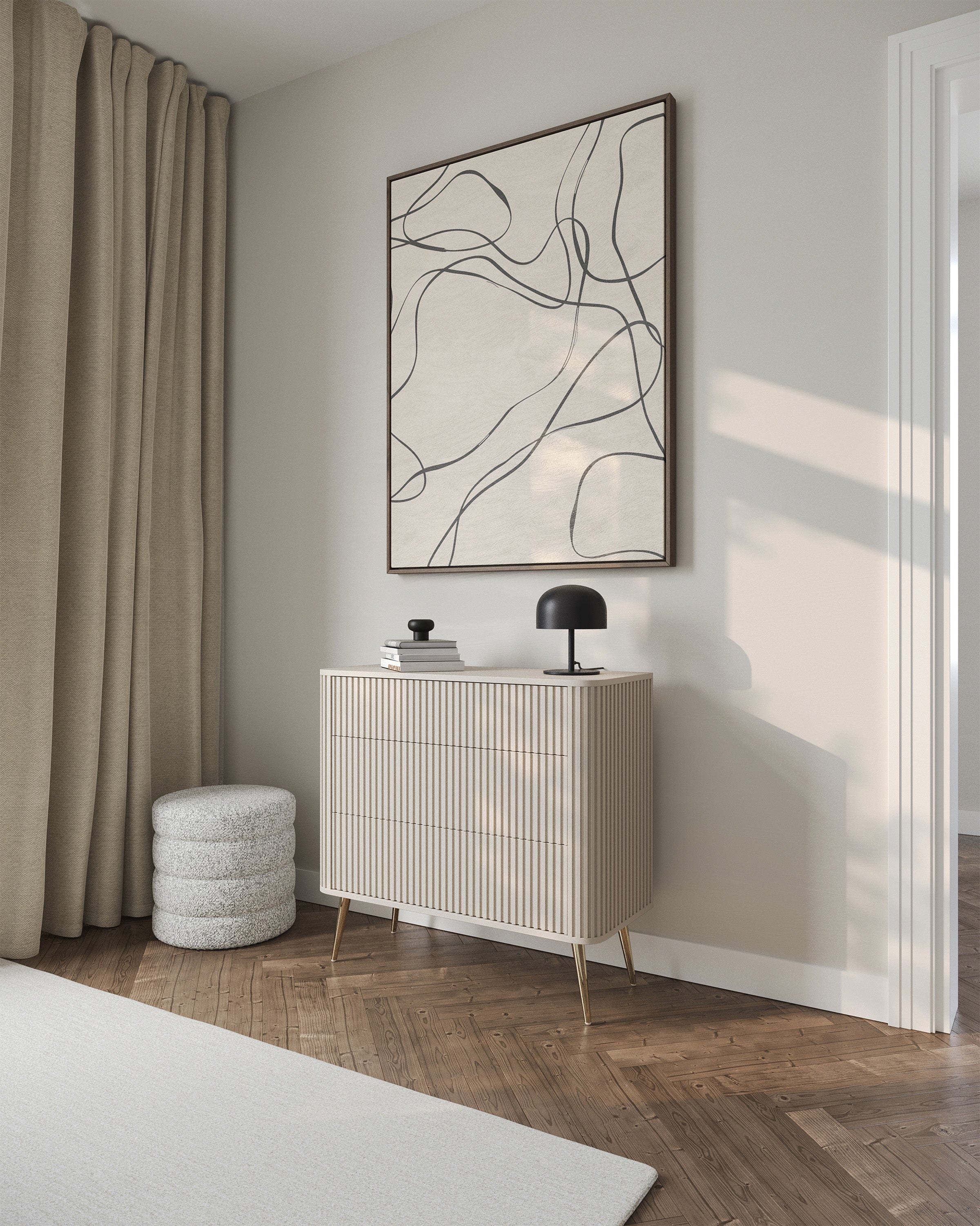 selsey-ovarlo-kommode-93-cm-mit-3-schubladen-und-fr-sungen-sandbeige-mit-goldene image 3