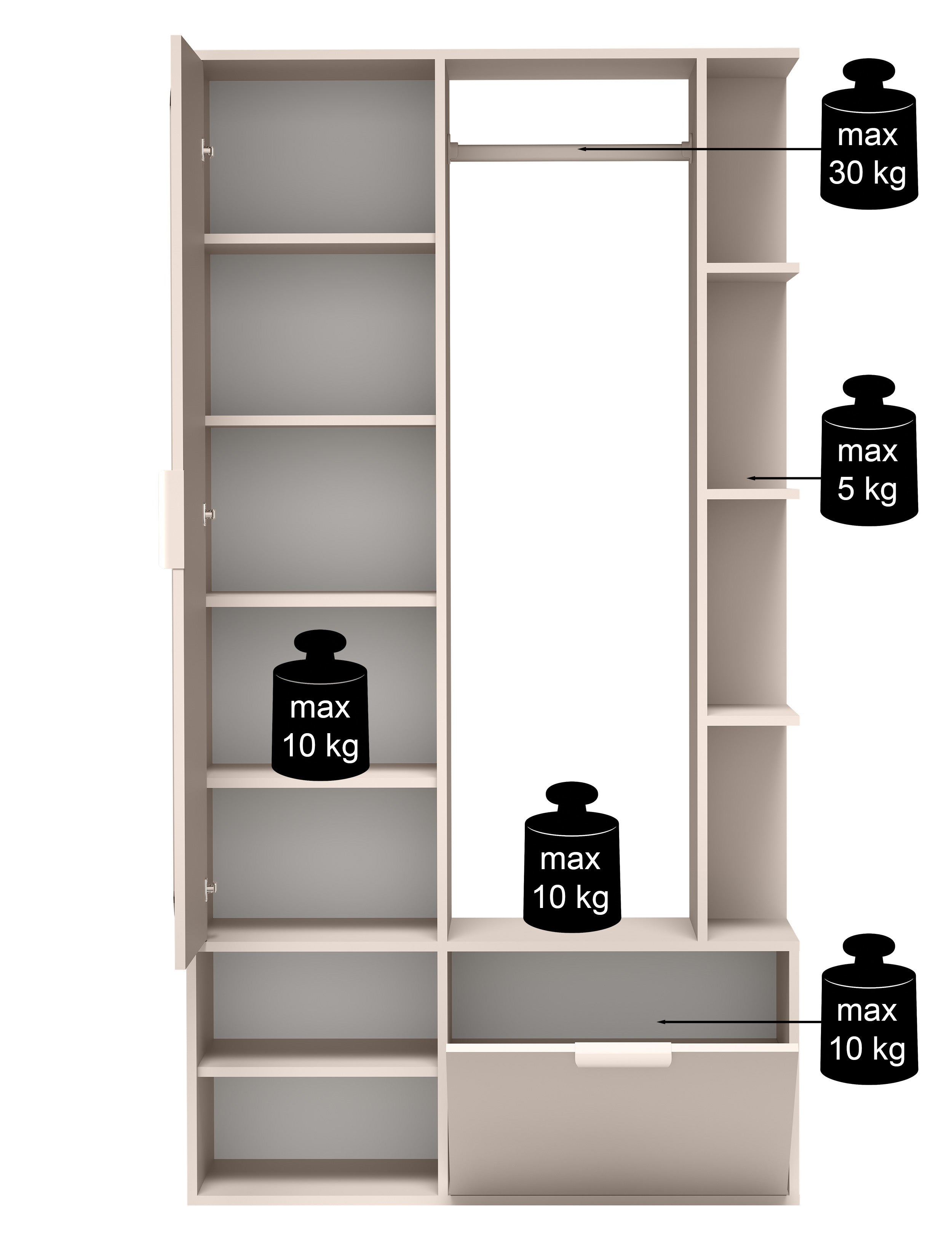 selsey-nala-flur-set-mit-spiegel-und-100-cm-kleiderstange-alpenwei image 8