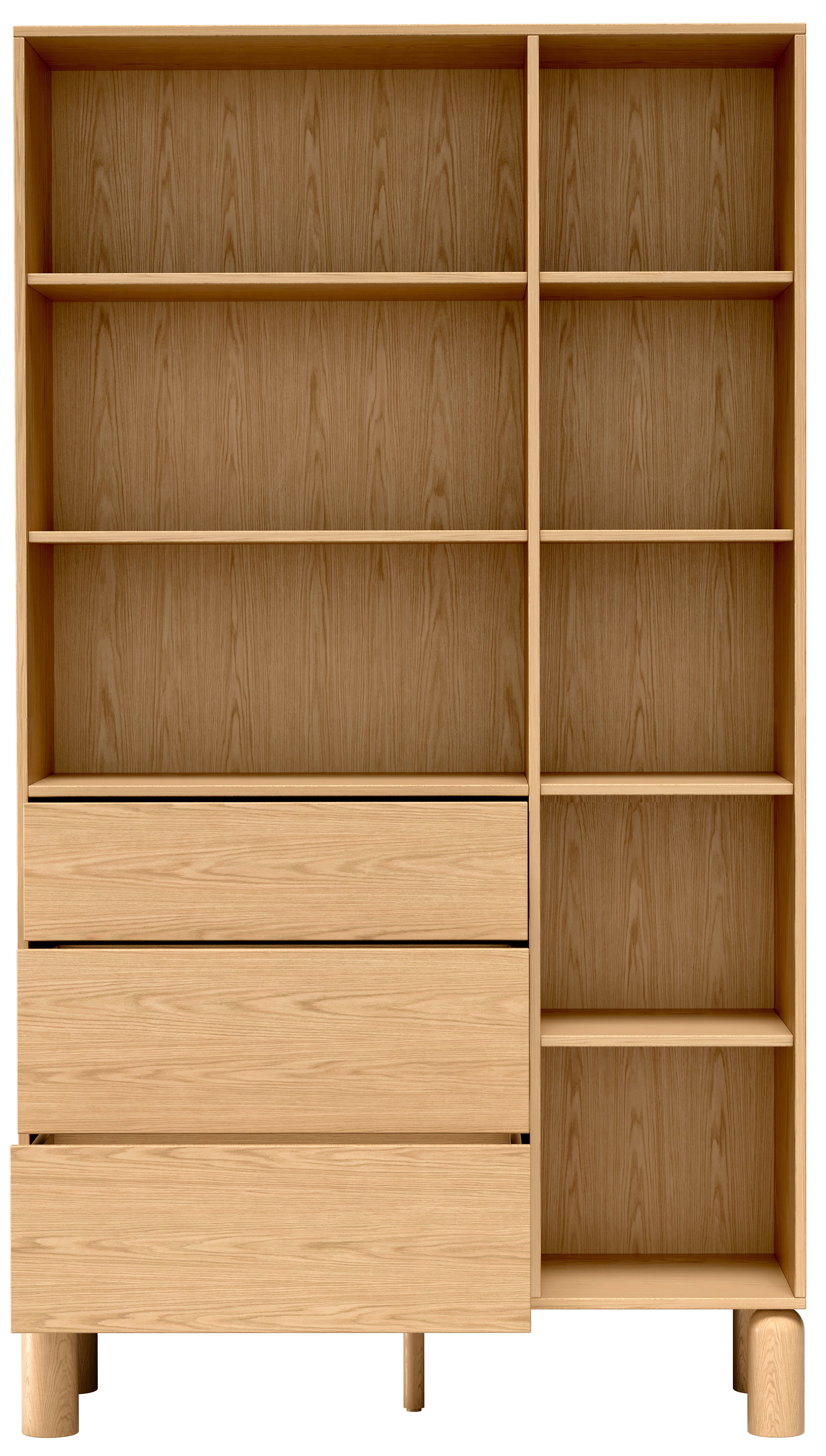 selsey-sanden-regal-110-cm-eiche-bookmatch-mit-drei-schubladen image 3