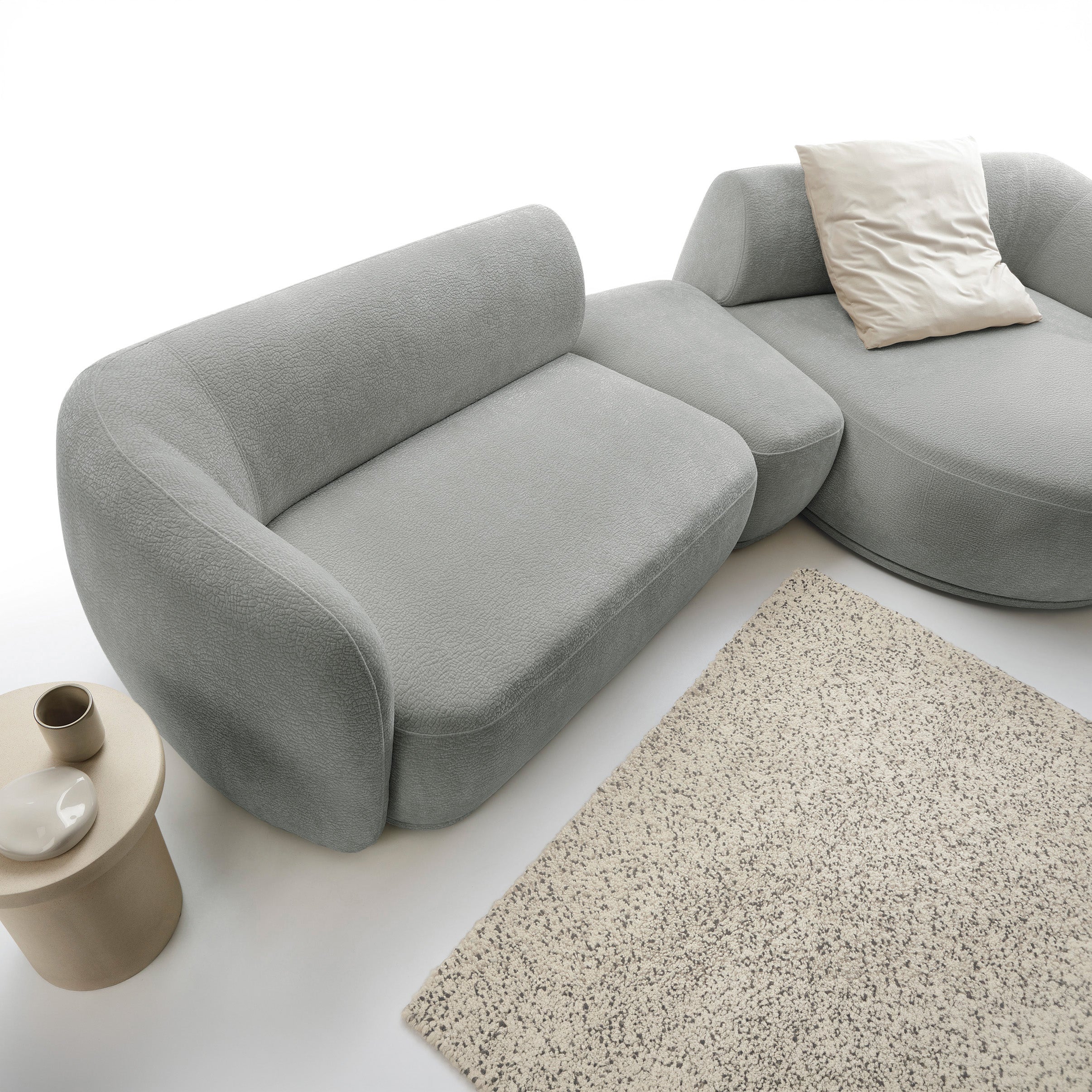 selsey-bommo-modulares-ecksofa-l-form-rechts-mit-pouf-grauer-chenille-stoff image 2