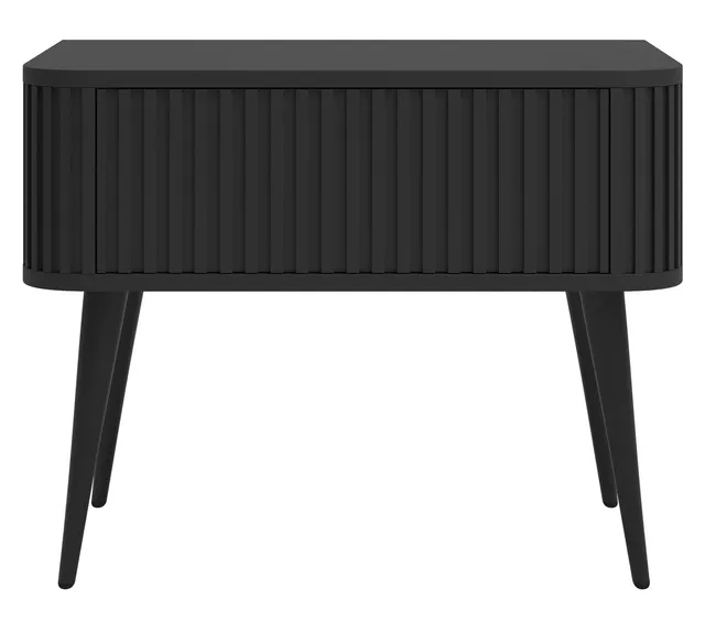 selsey-ovarlo-nachttisch-63-cm-mit-rillen-und-schublade-schwarz-mit-schwarzen-be image 1