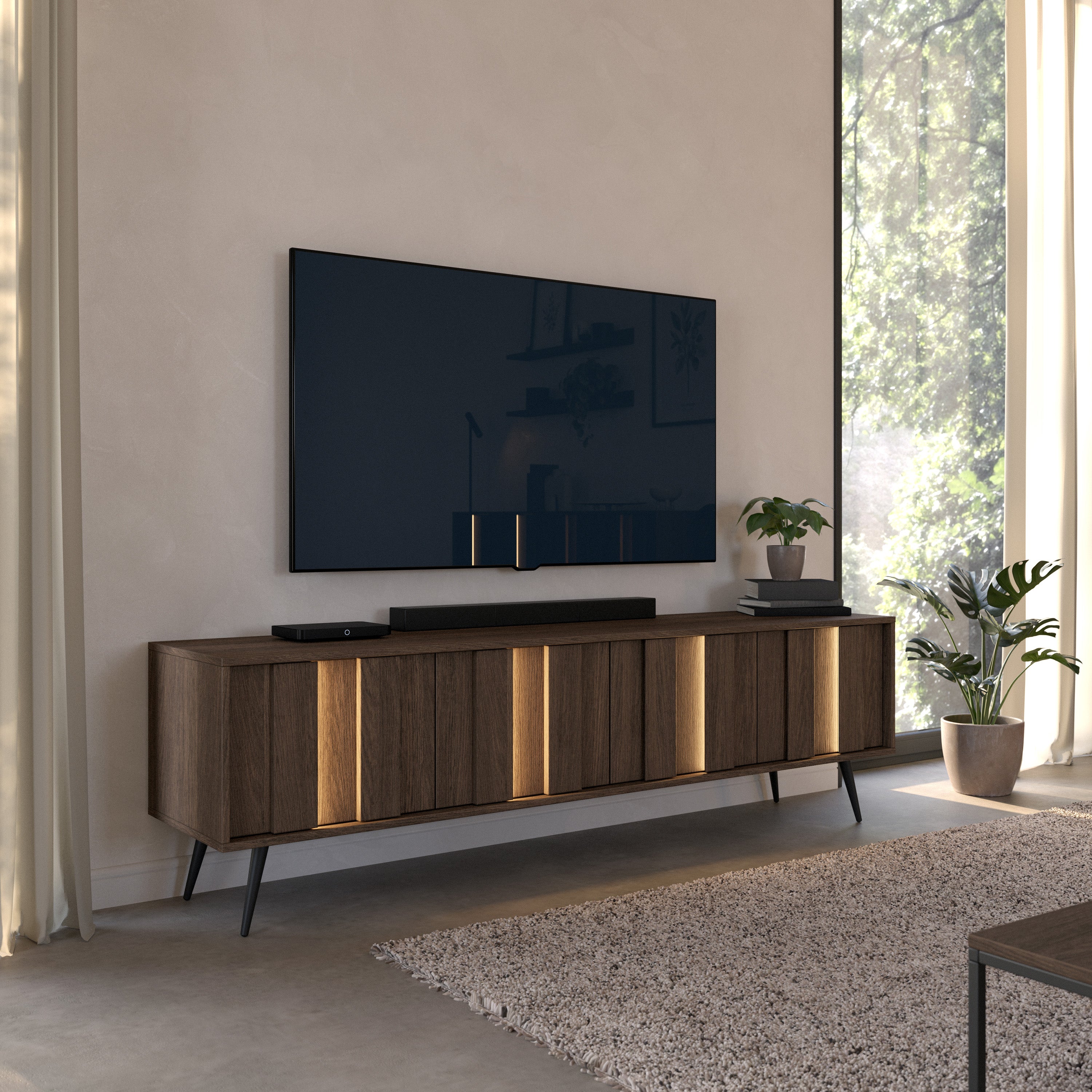 selsey-amaro-tv-schrank-183-cm-viert-rig-mit-led-beleuchtung-eiche-dunin image 2