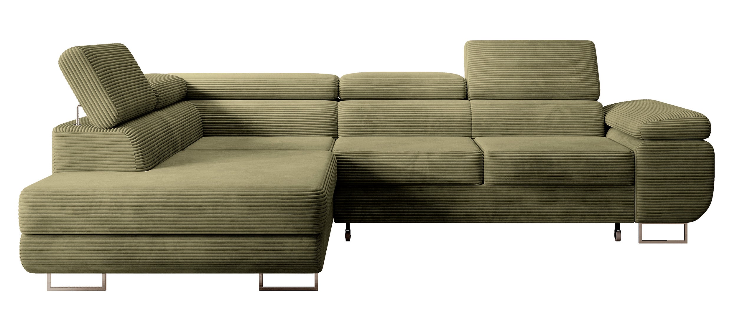 selsey-stevil-ecksofa-l-links-mit-schlaffunktion-und-stauraum-olivgr-ner-cord image 1