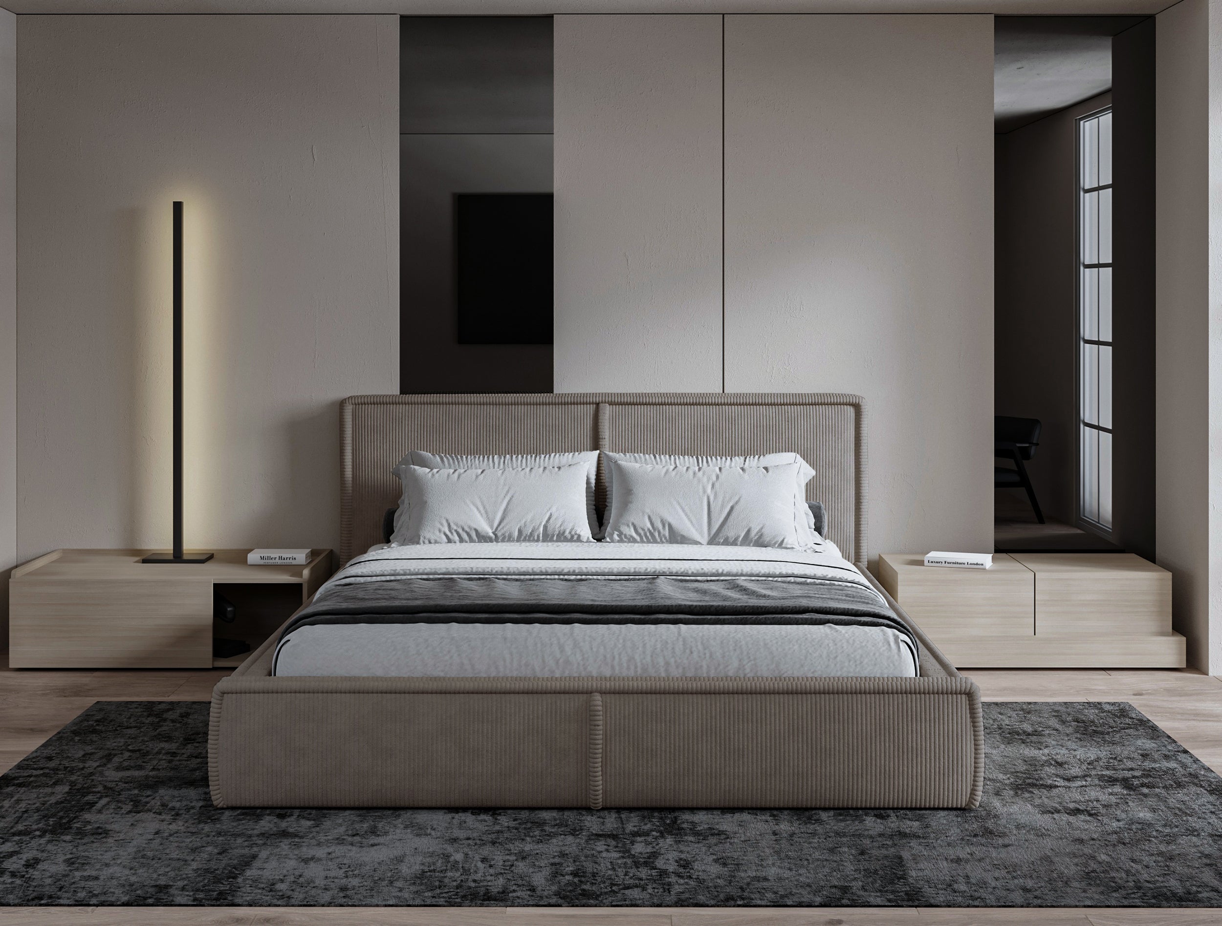selsey-cordo-gepolstertes-bett-160x200-cm-mit-stauraum-beige-cordstoff-holzlatte image 4