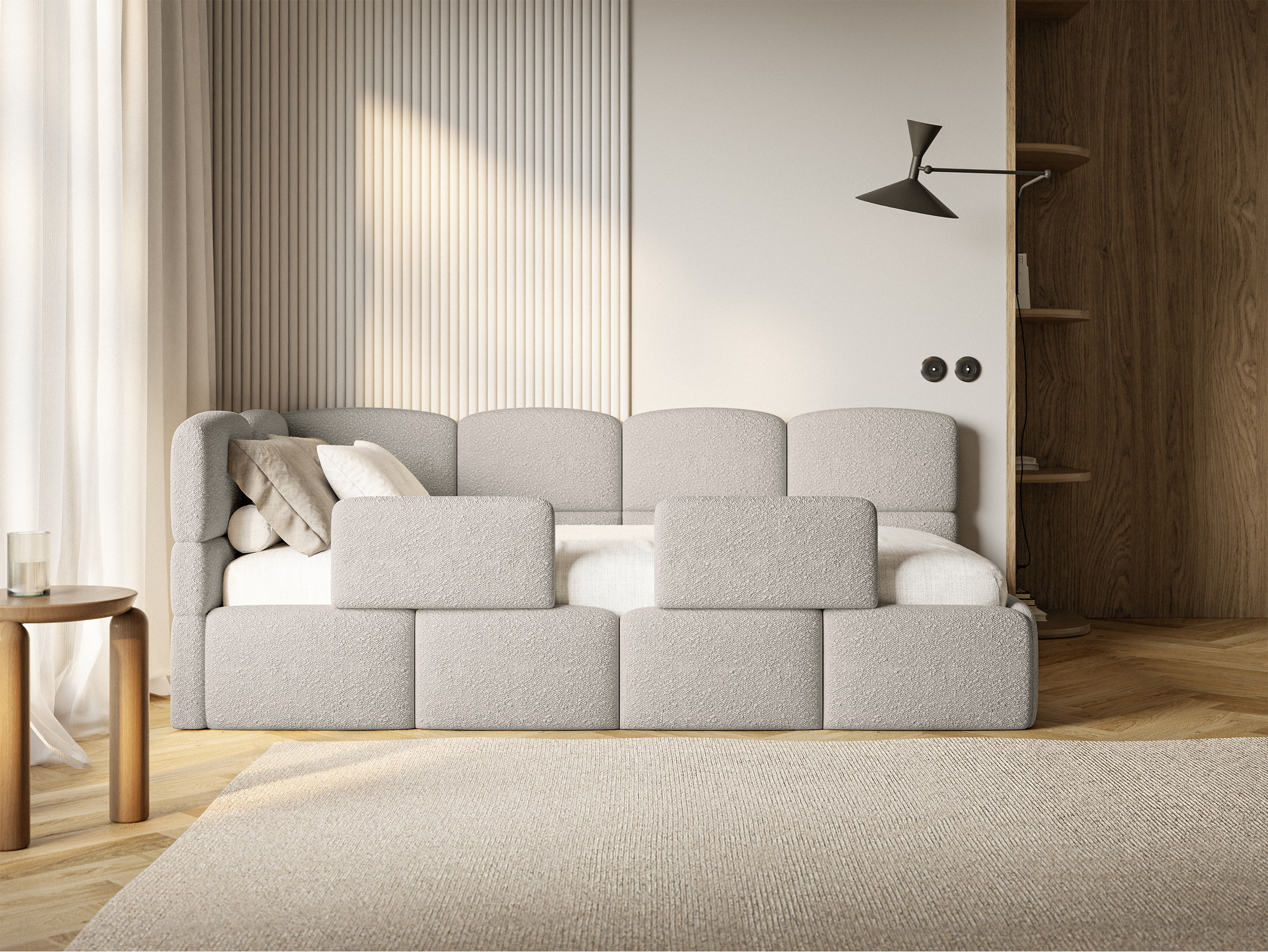 selsey-cloudy-jugendbett-90x200-cm-linksseitig-mit-stauraum-grau-beiges-boucl image 2