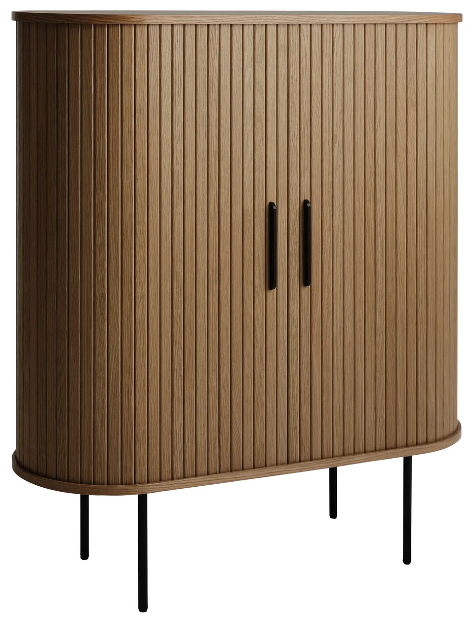 selsey-gativel-hohe-kommode-100-cm-gebrannte-eiche-mit-lamellen-und-glashalterun image 1