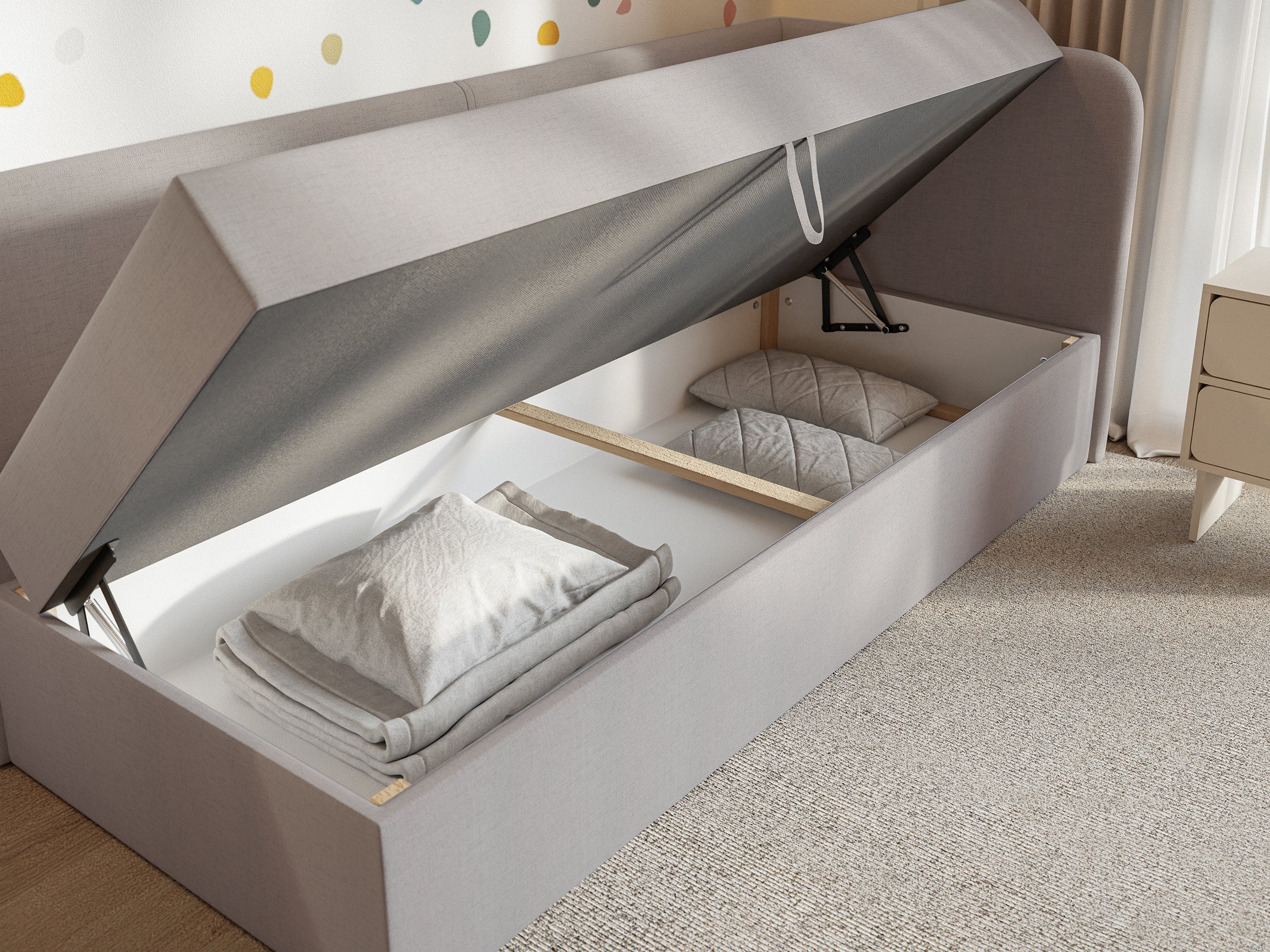 selsey-calmmo-jugendbett-90x200-cm-rechtsseitig-mit-stauraum-dunkelbeige-chenill image 3