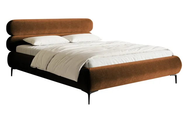 selsey-roule-gepolstertes-bett-160x200-cm-mit-stauraum-kupfer-velours-metallrahm image 1
