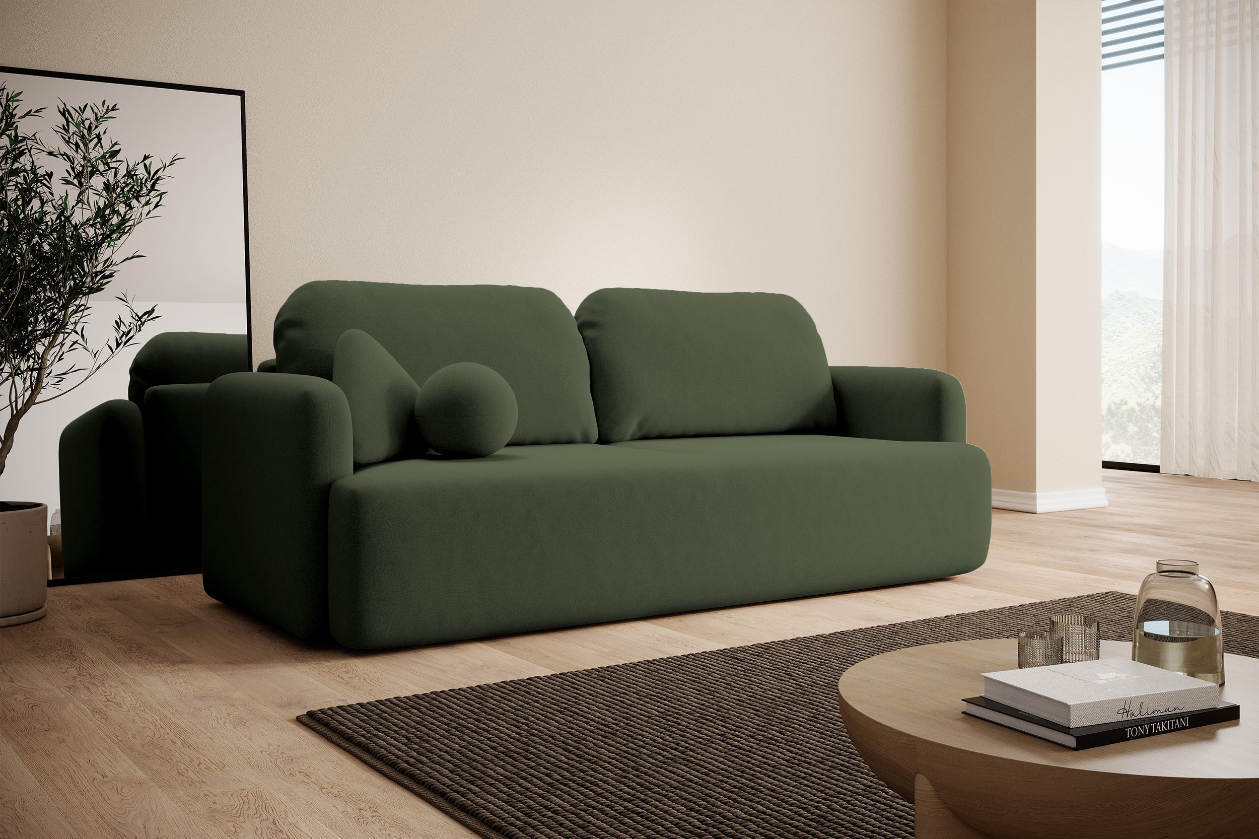 selsey-lambina-drei-sitzer-schlafsofa-mit-stauraum-olivgr-ner-samt image 3