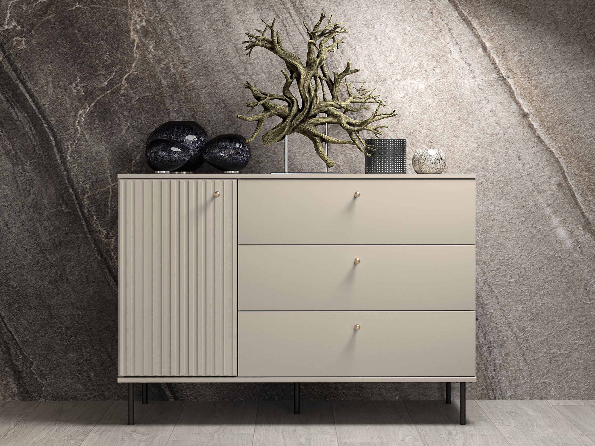selsey-caletto-kommode-120-cm-mit-drei-schubladen-und-lamellen-beige image 2