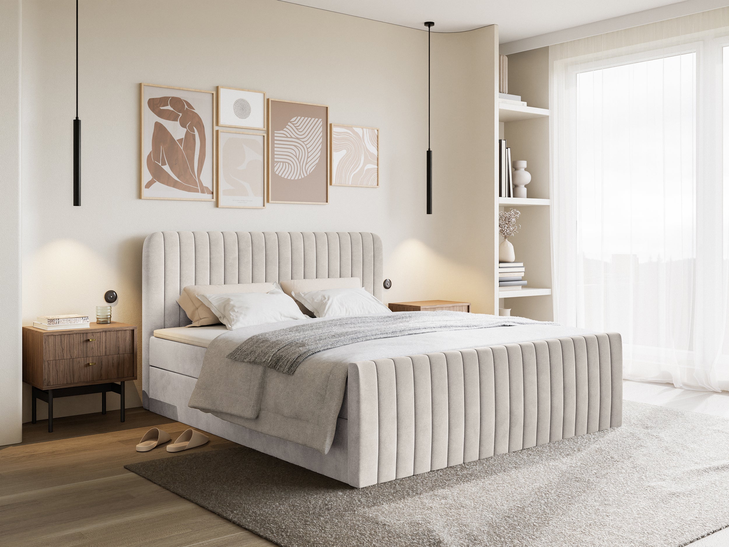 selsey-saliano-kontinentalbett-140x200-cm-mit-stauraum-und-topper-beiger-samt image 2