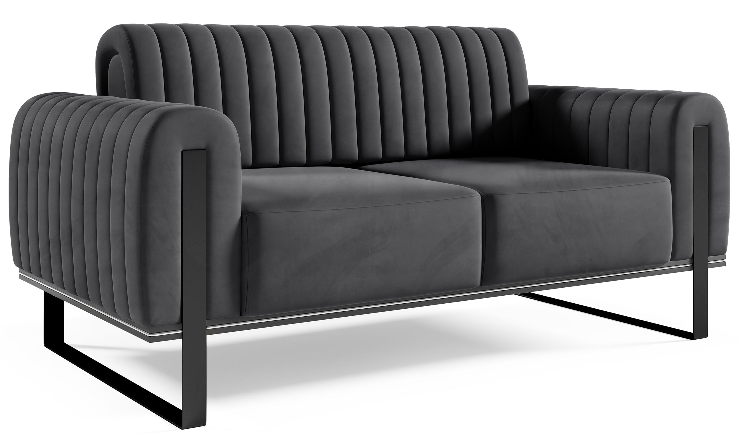 selsey-parissa-zweisitziges-sofa-dunkelgrauer-samt-schwarze-beine image 4