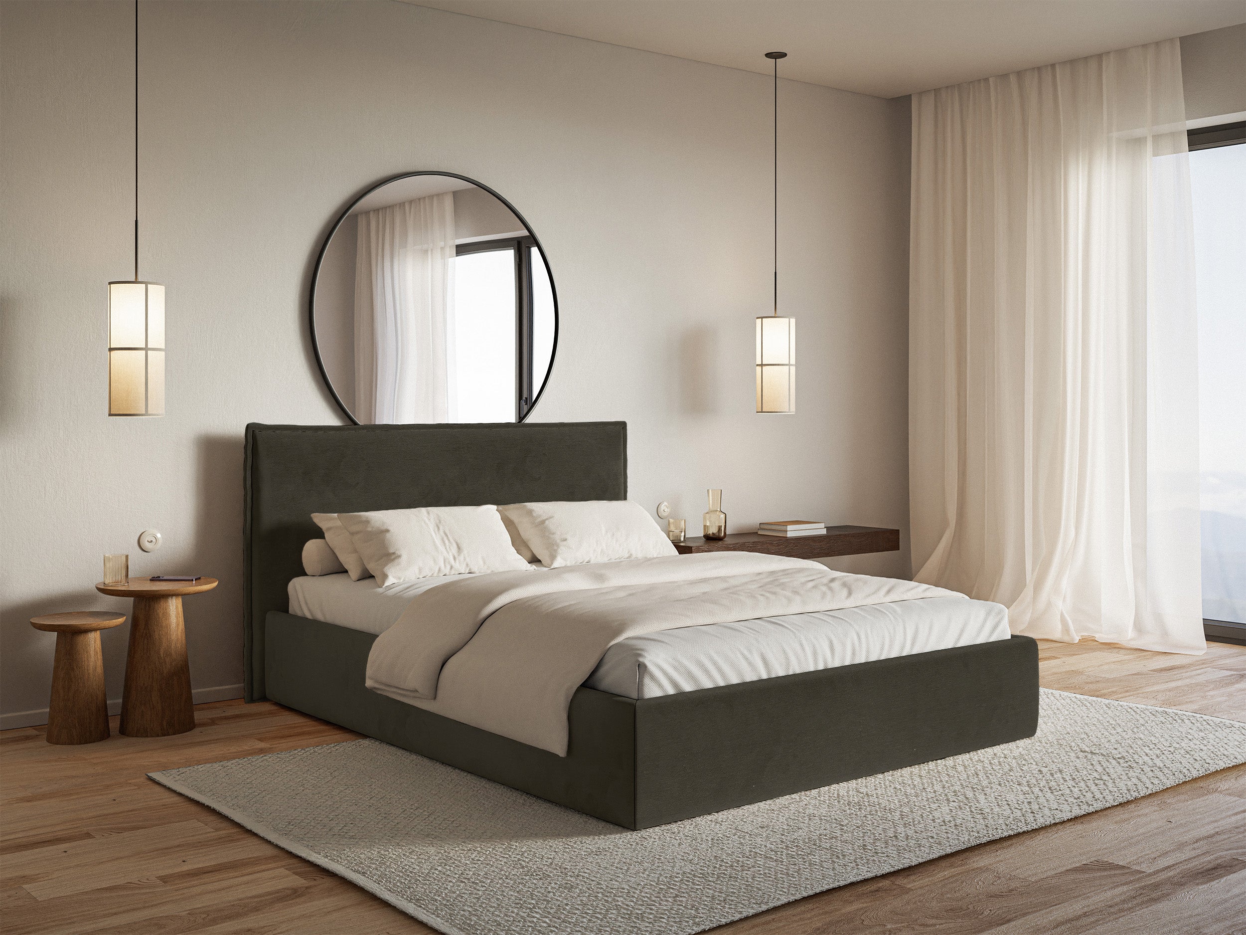 selsey-softie-slim-polsterbett-200x200-cm-dunkelgr-n-velours-wasserabweisend image 1