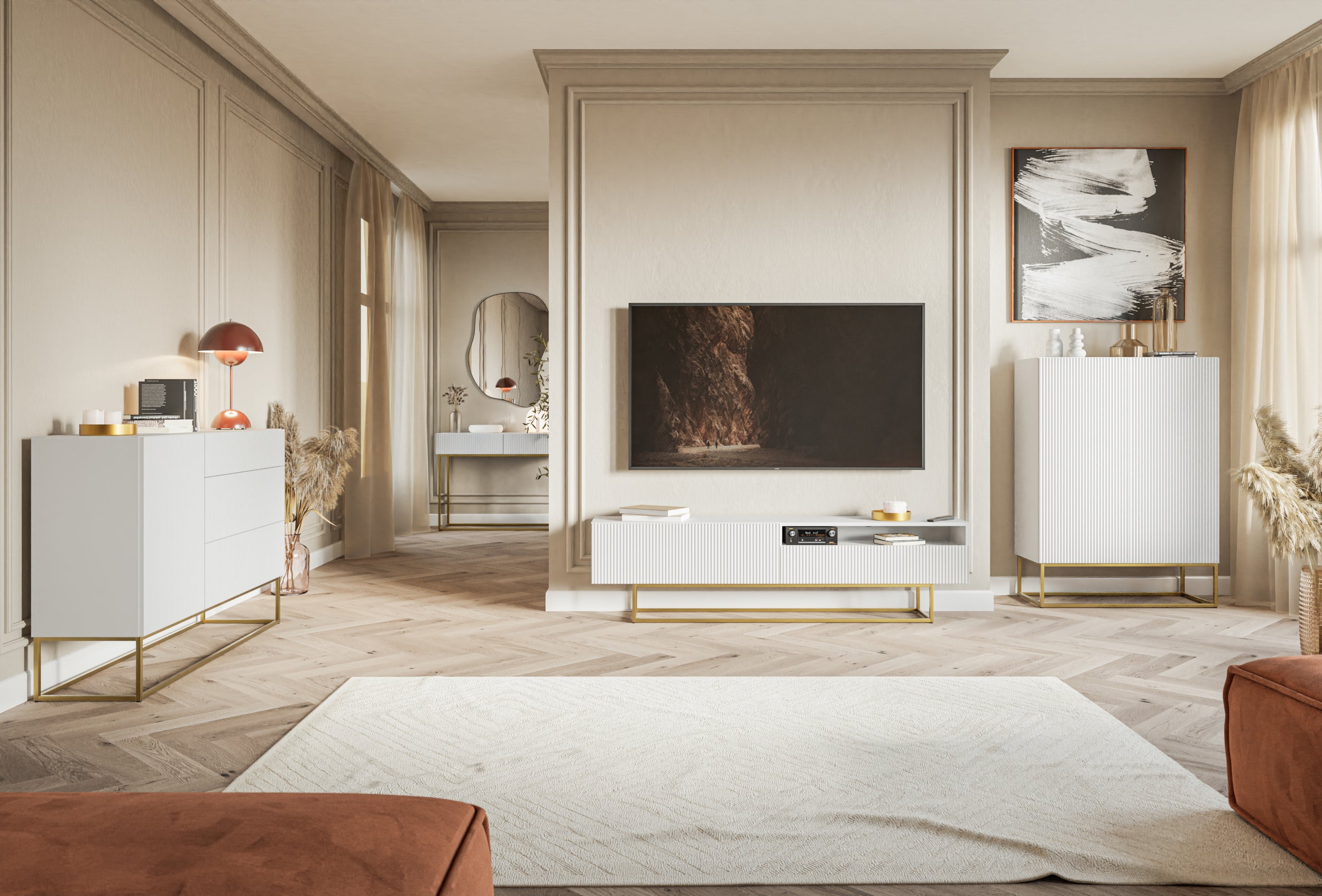 selsey-veldio-tv-schrank-175-cm-wei-mit-goldenen-beinen-gefr-ste-front-und-nisch image 2