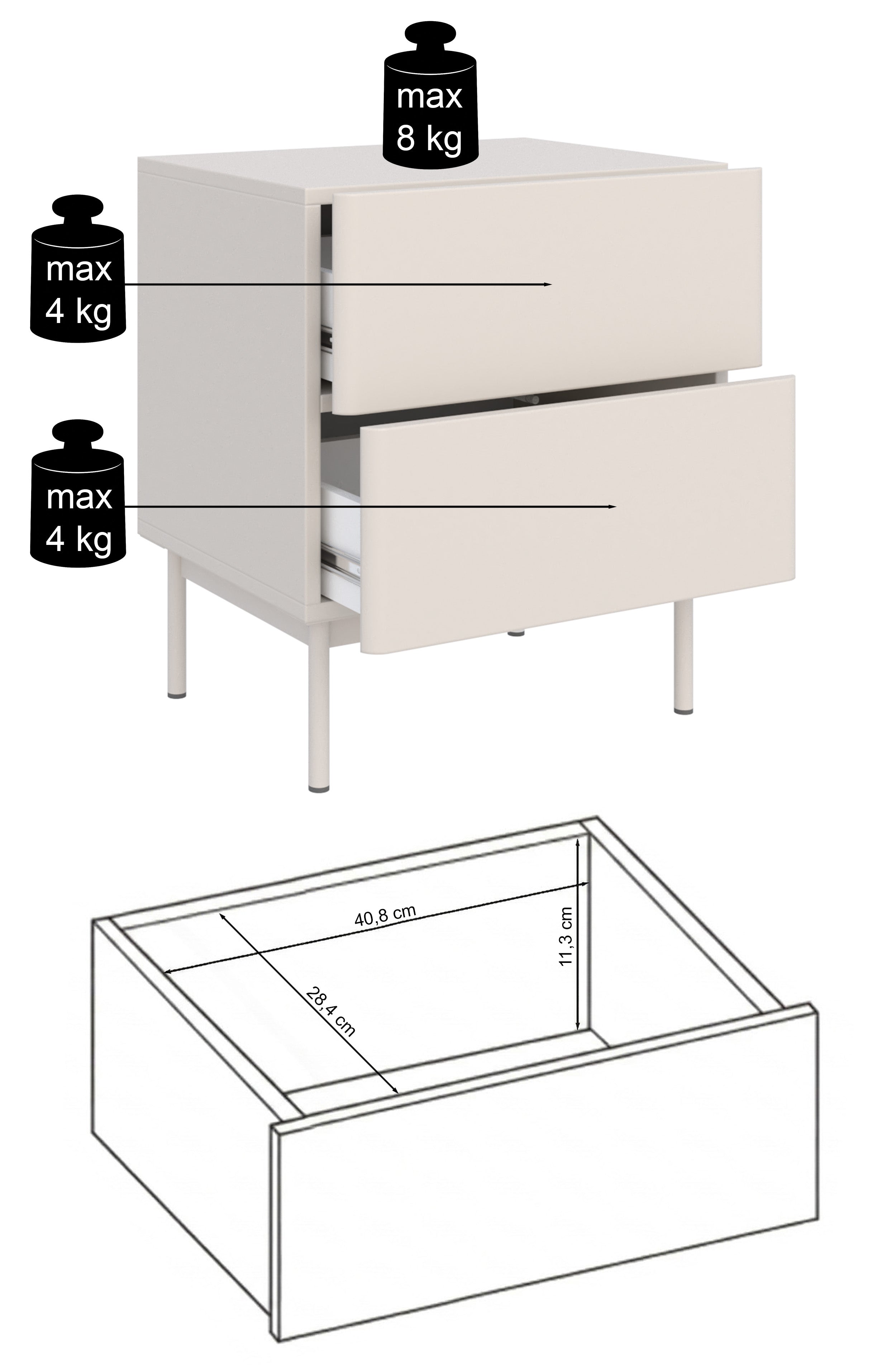 selsey-olio-nachttisch-50-cm-wei-mit-zwei-schubladen image 6