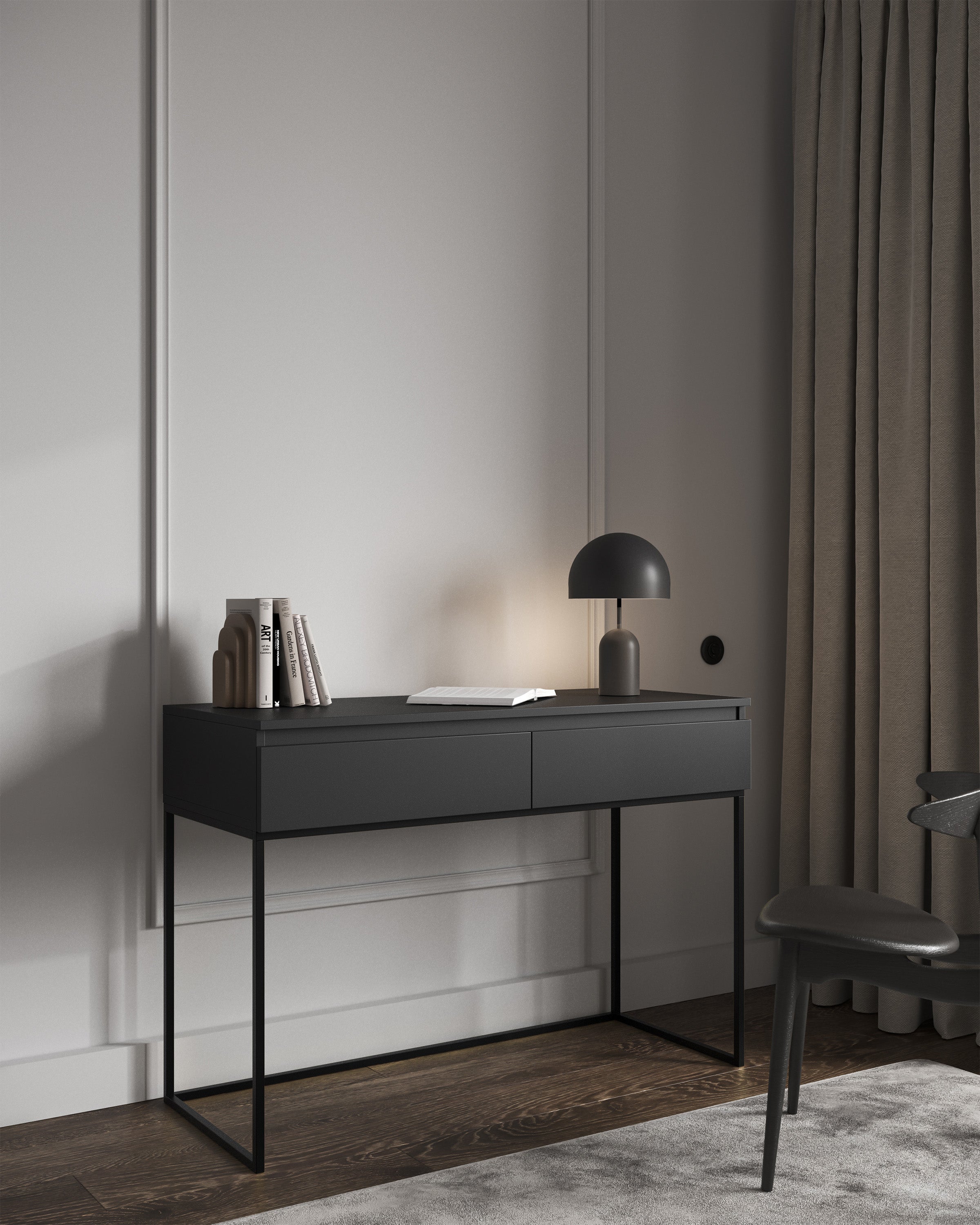 selsey-bemmi-schminktisch-mit-schubladen-schwarz-schwarze-beine image 2