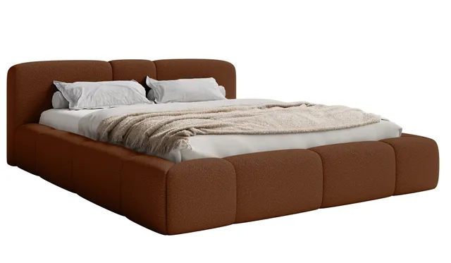selsey-bowia-gepolstertes-bett-200x200-cm-mit-rollrost-kupferfarbener-boucl image 1