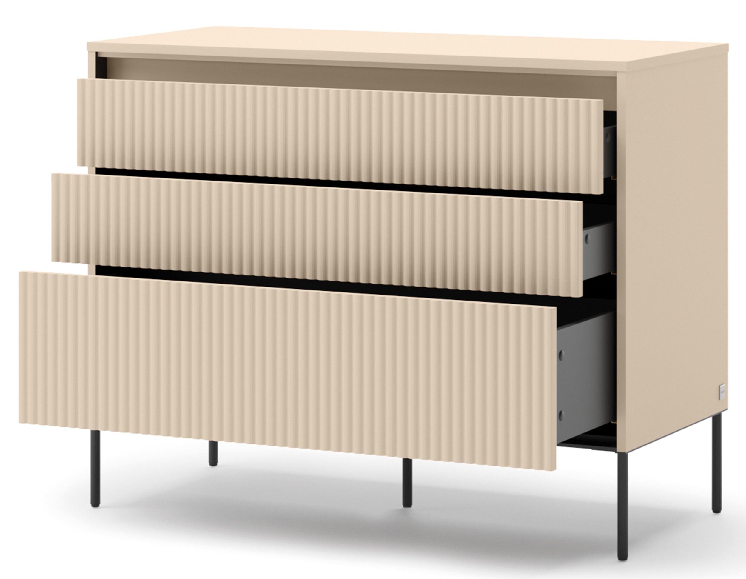 selsey-trend-kommode-mit-3-schubladen-und-beleuchtung-104-cm-sandbeige-schwarz image 4