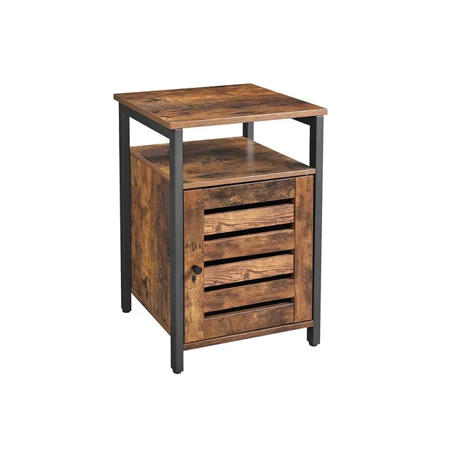 vasagle-beistelltisch-mit-t-r-nachttisch-mit-schrank-industrielook image 1