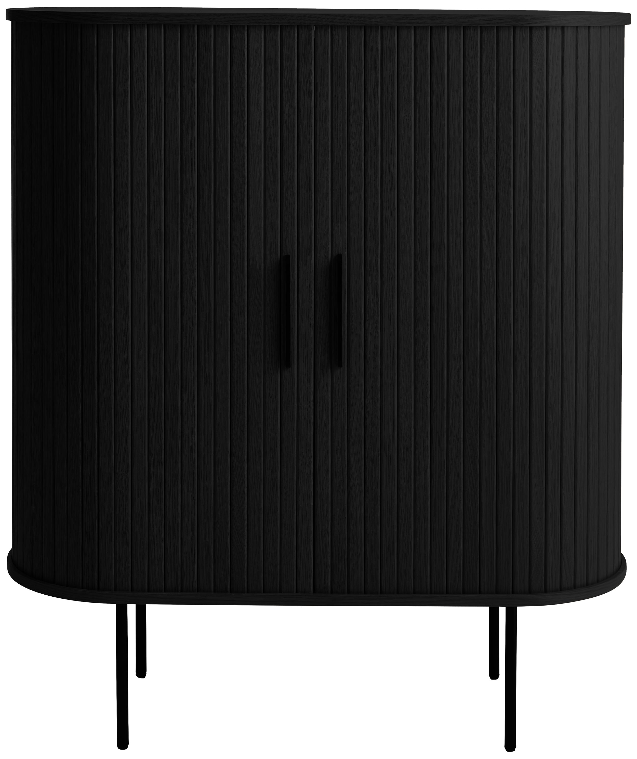 selsey-gativel-hohe-kommode-100-cm-mit-lamellen-schwarz-eiche-glashalterungen image 2