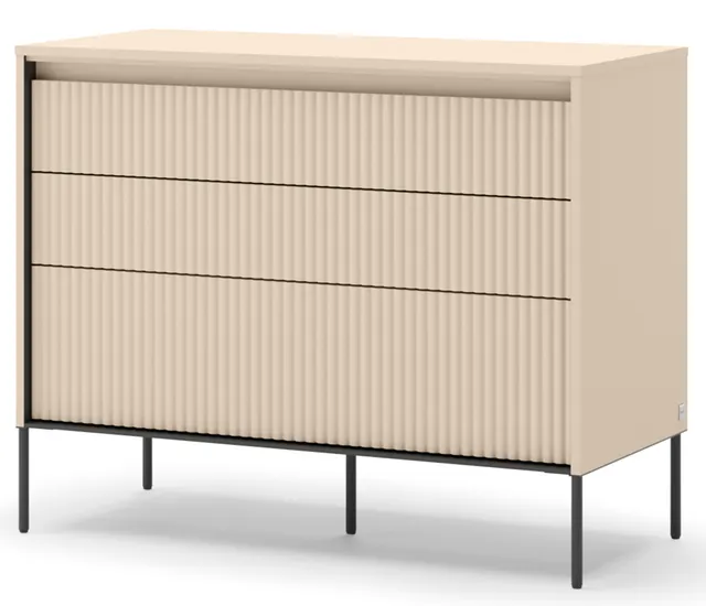 selsey-trend-kommode-mit-3-schubladen-und-beleuchtung-104-cm-sandbeige-schwarz image 1