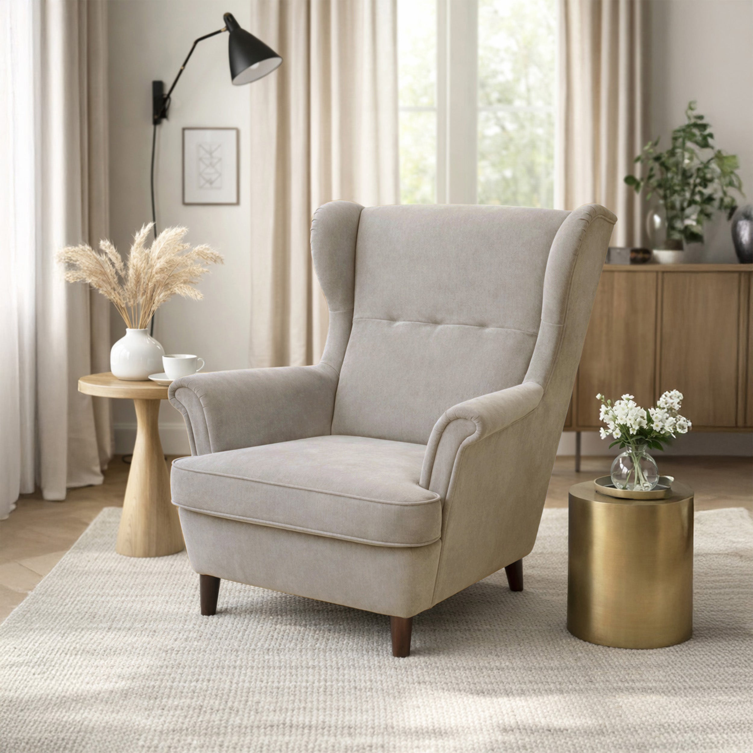 selsey-malmello-ohrensessel-beige-velours-pflegeleicht-schwarze-beine image 2