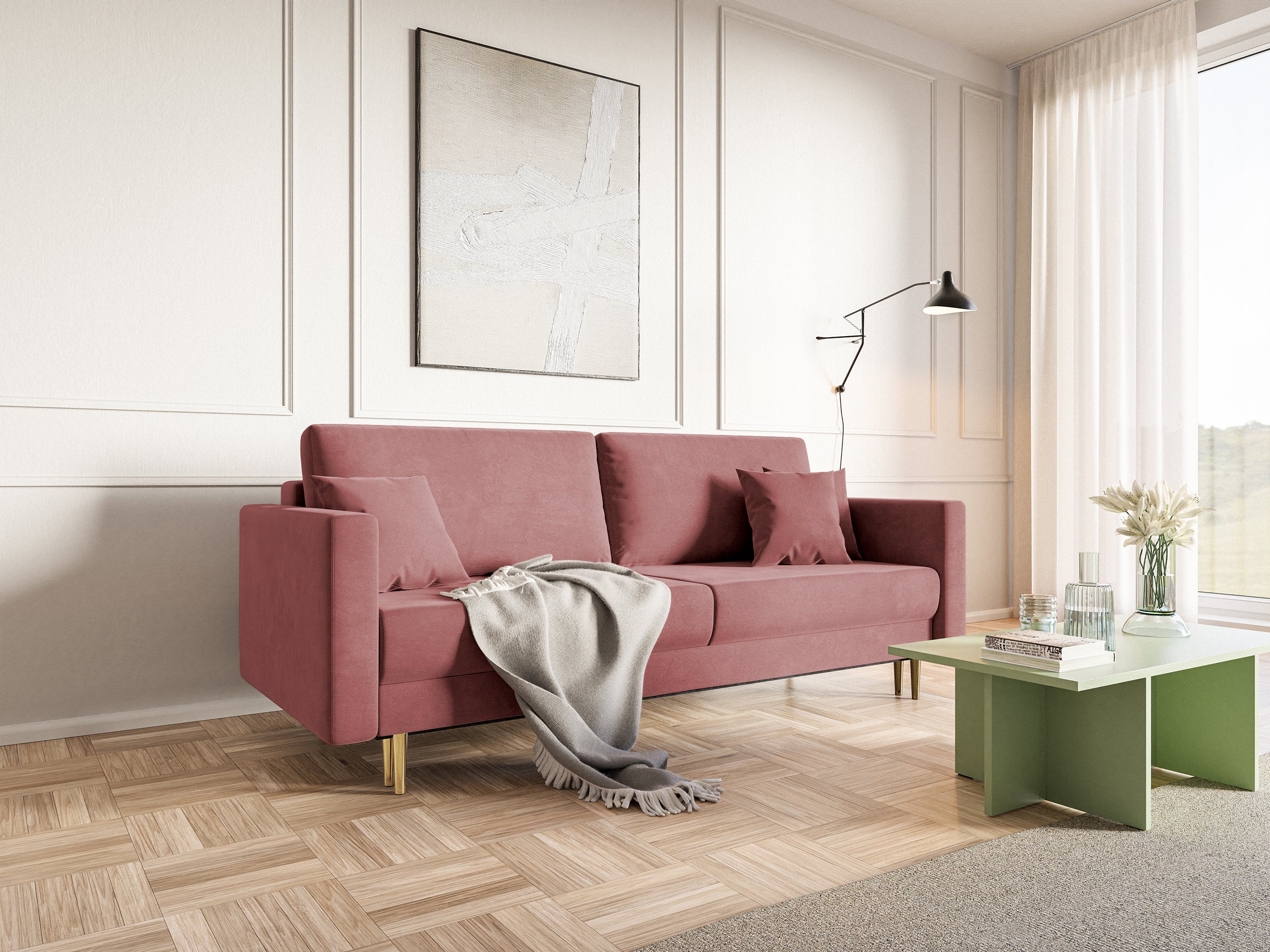 selsey-valico-3-sitzer-schlafsofa-ausklappbar-rosa-samt-wasserabweisend image 4