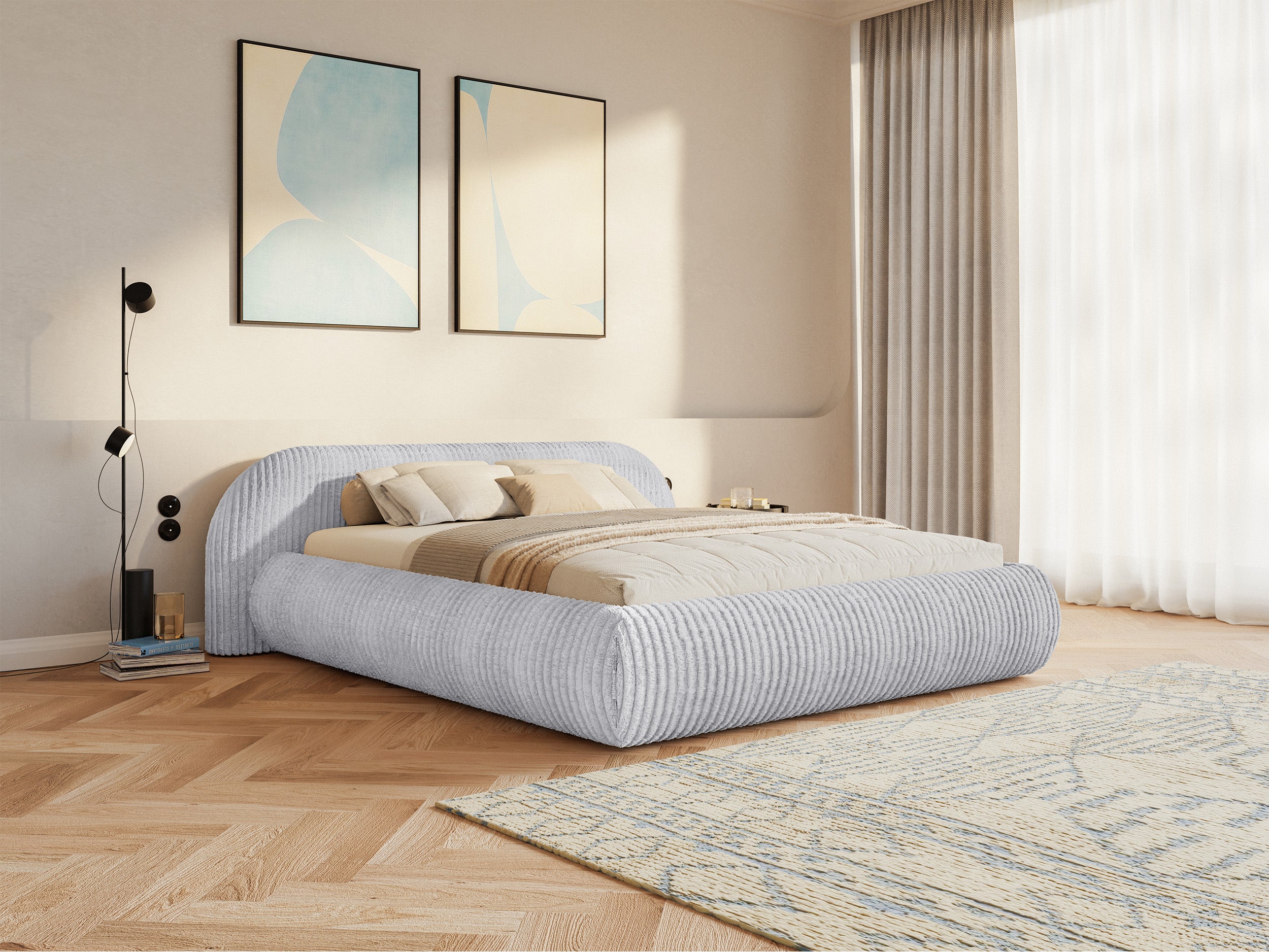 selsey-shels-low-gepolstertes-bett-160x200-cm-grau-cord image 2