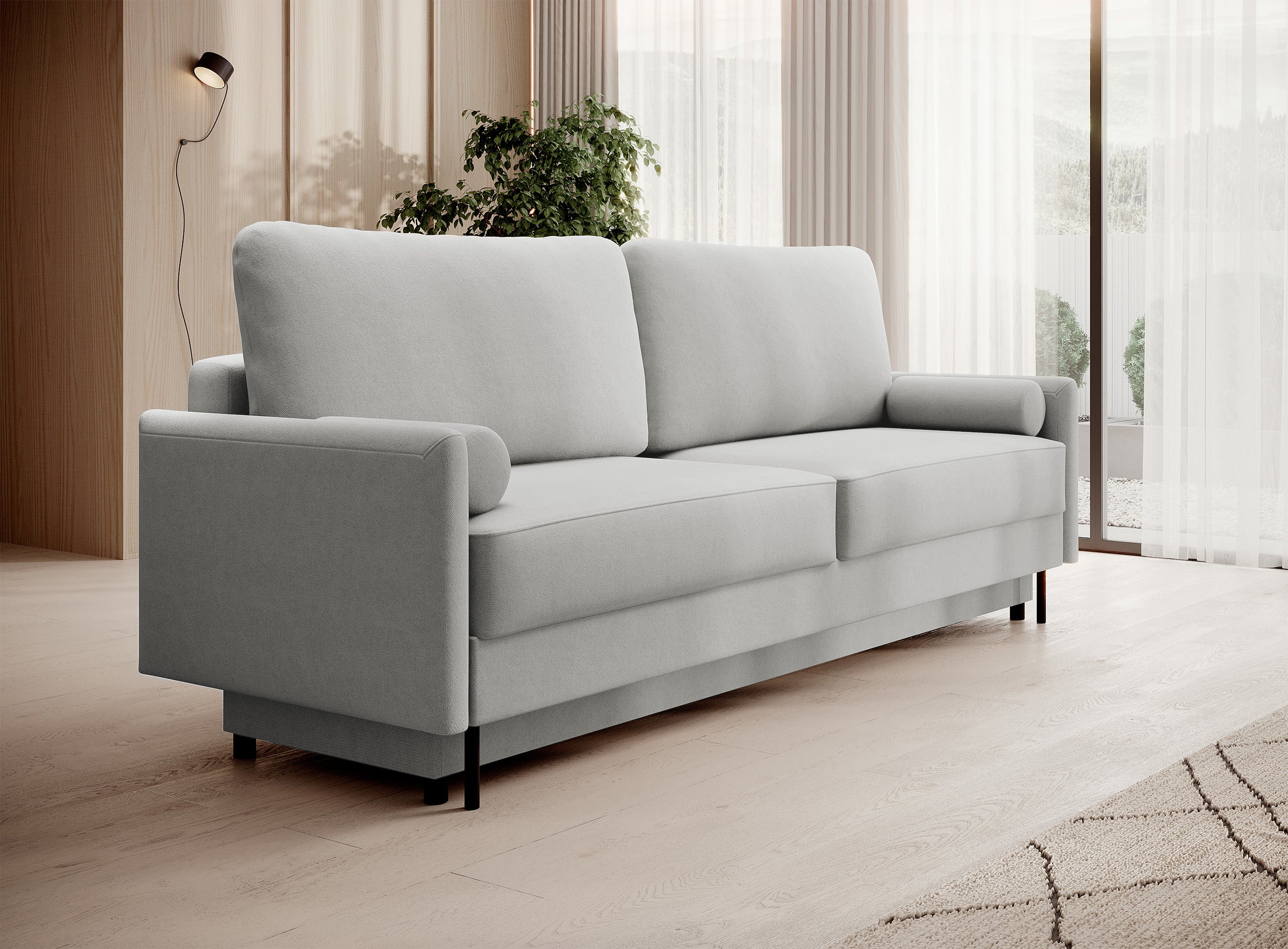 selsey-tomonde-dreisitziges-schlafsofa-mit-stauraum-hellgrauer-samtvelours image 2