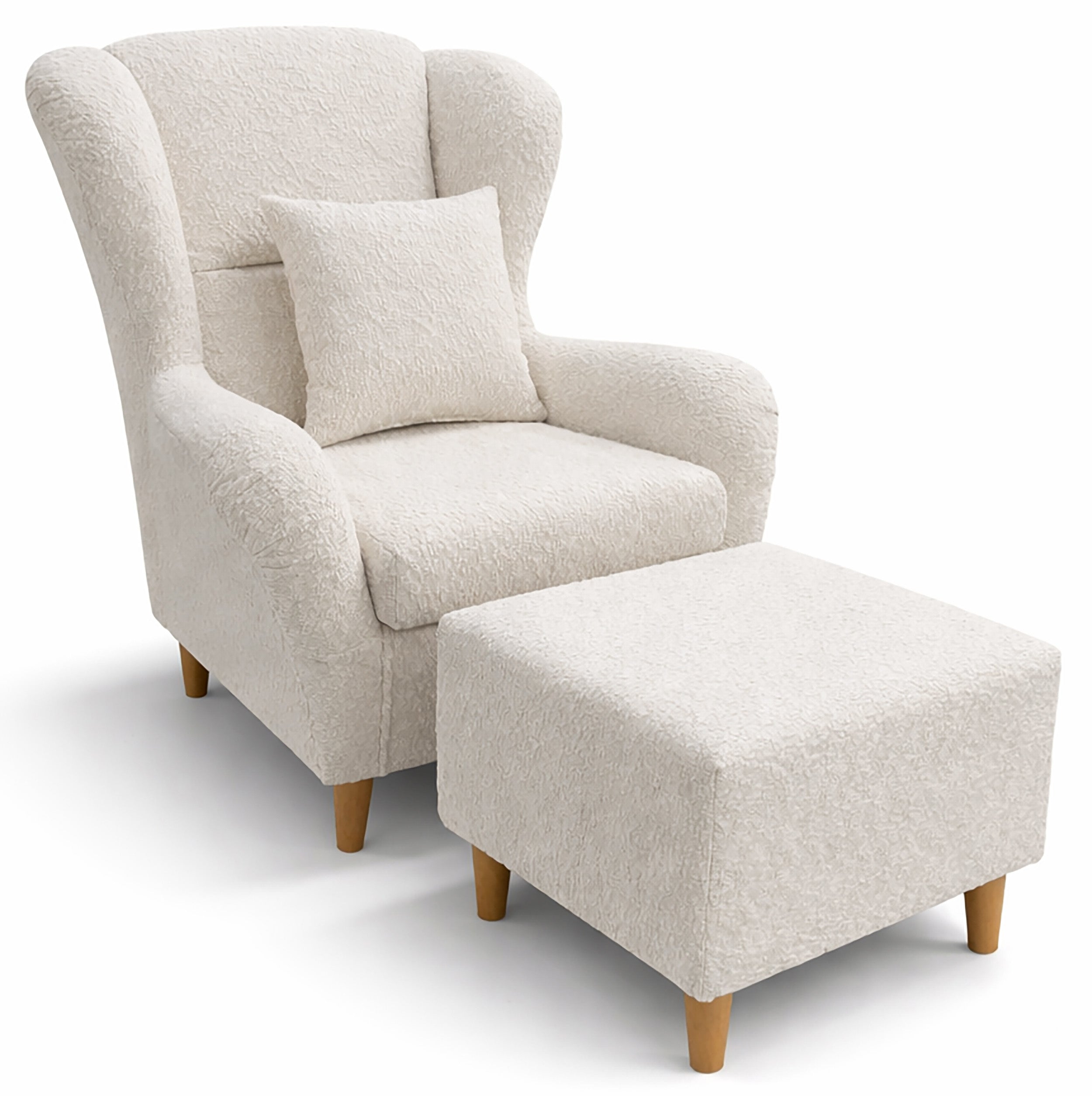 selsey-teddlo-ohrensessel-mit-hocker-cremefarbener-chenillebezug-buchenholzf-e image 1