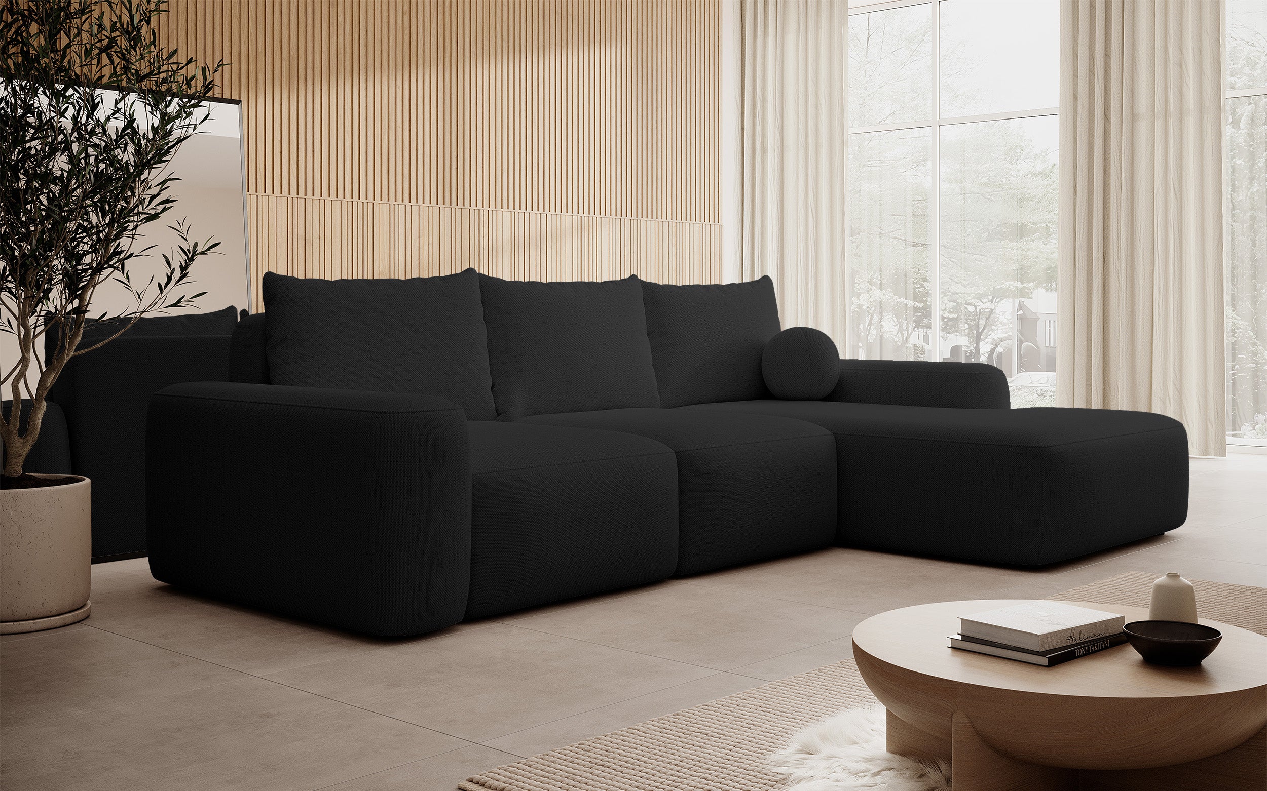 selsey-carnos-ecksofa-mit-schlaffunktion-l-form-rechts-schwarzer-chenille-mit-ba image 2