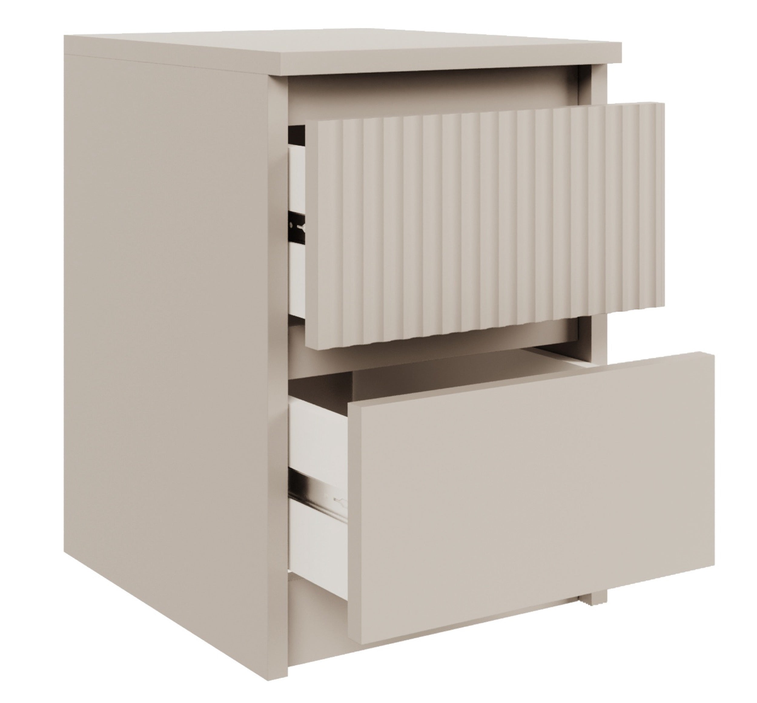 selsey-sandia-nachttisch-30-cm-mit-zwei-schubladen-geriffelte-front-kaschmir image 3