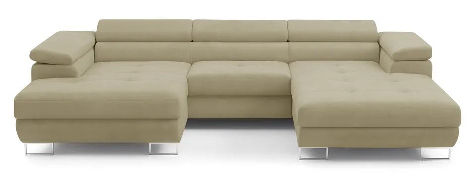 selsey-nollia-ecksofa-u-form-links-beige-boucl-mit-schlaffunktion-und-stauraum image 1