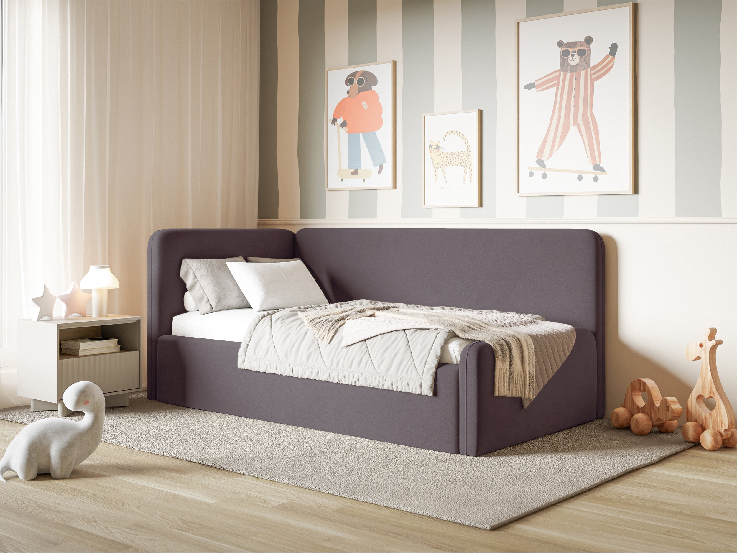 selsey-fanklo-jugendbett-120x200-cm-links-mit-stauraum-violetter-velours image 2