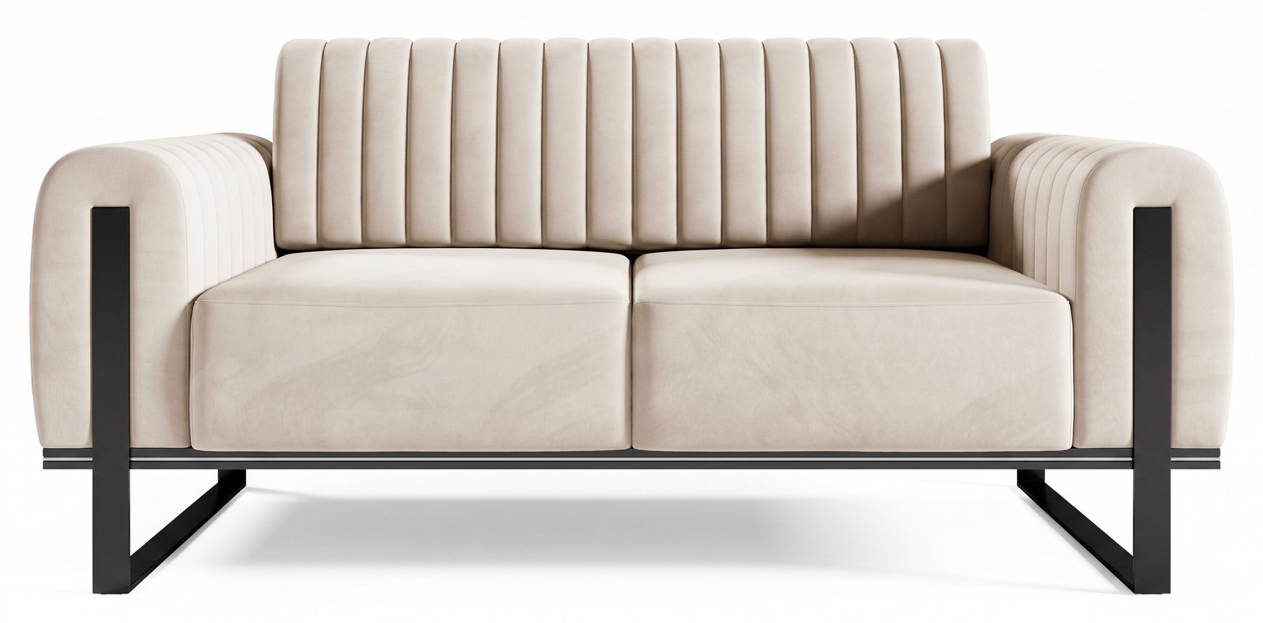selsey-parissa-2-sitzer-sofa-hellbeige-velours-mit-schwarzen-beinen image 1
