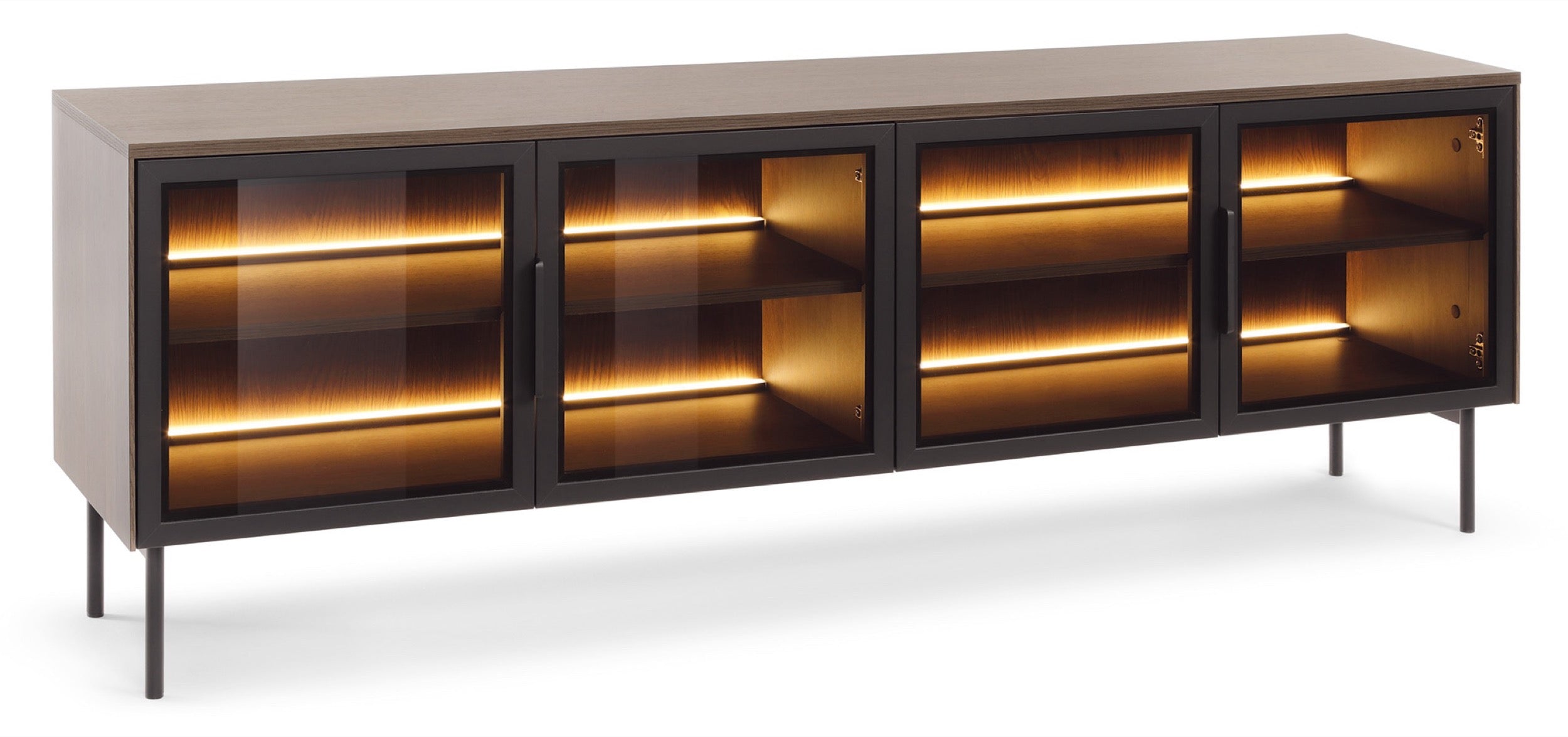 selsey-lumi-tv-kommode-181-cm-mit-glast-ren-und-beleuchtung-eiche-dunin image 1