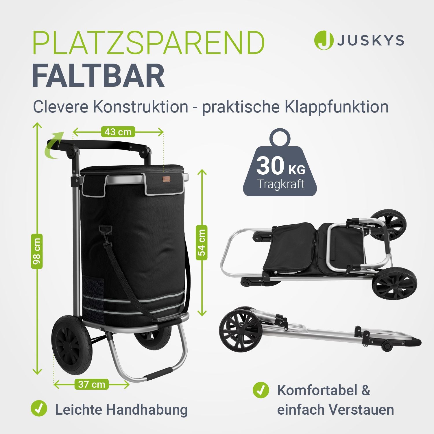 juskys-3in1-einkaufstrolley-56-l-schwarz-trolley-umh-ngetasche-sackkarre image 3