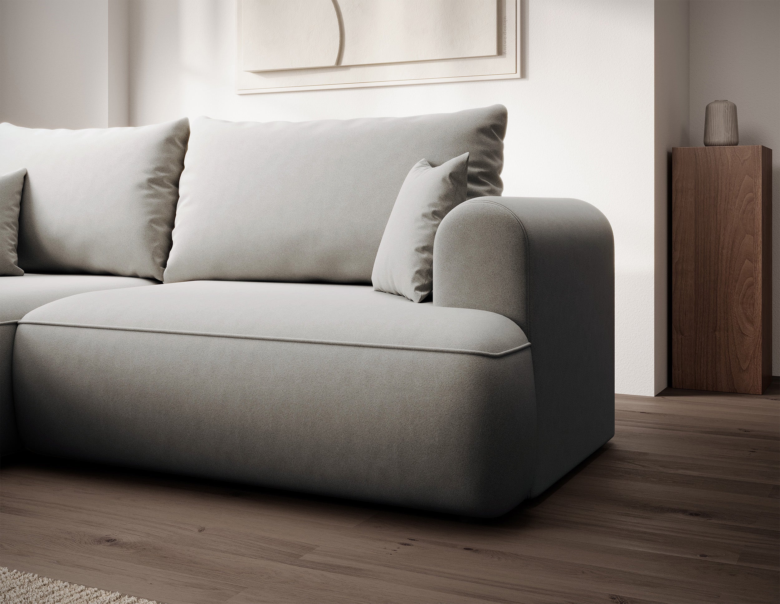 selsey-ovo-mini-ecksofa-mit-schlaffunktion-l-links-mit-stauraum-grauer-samt image 4